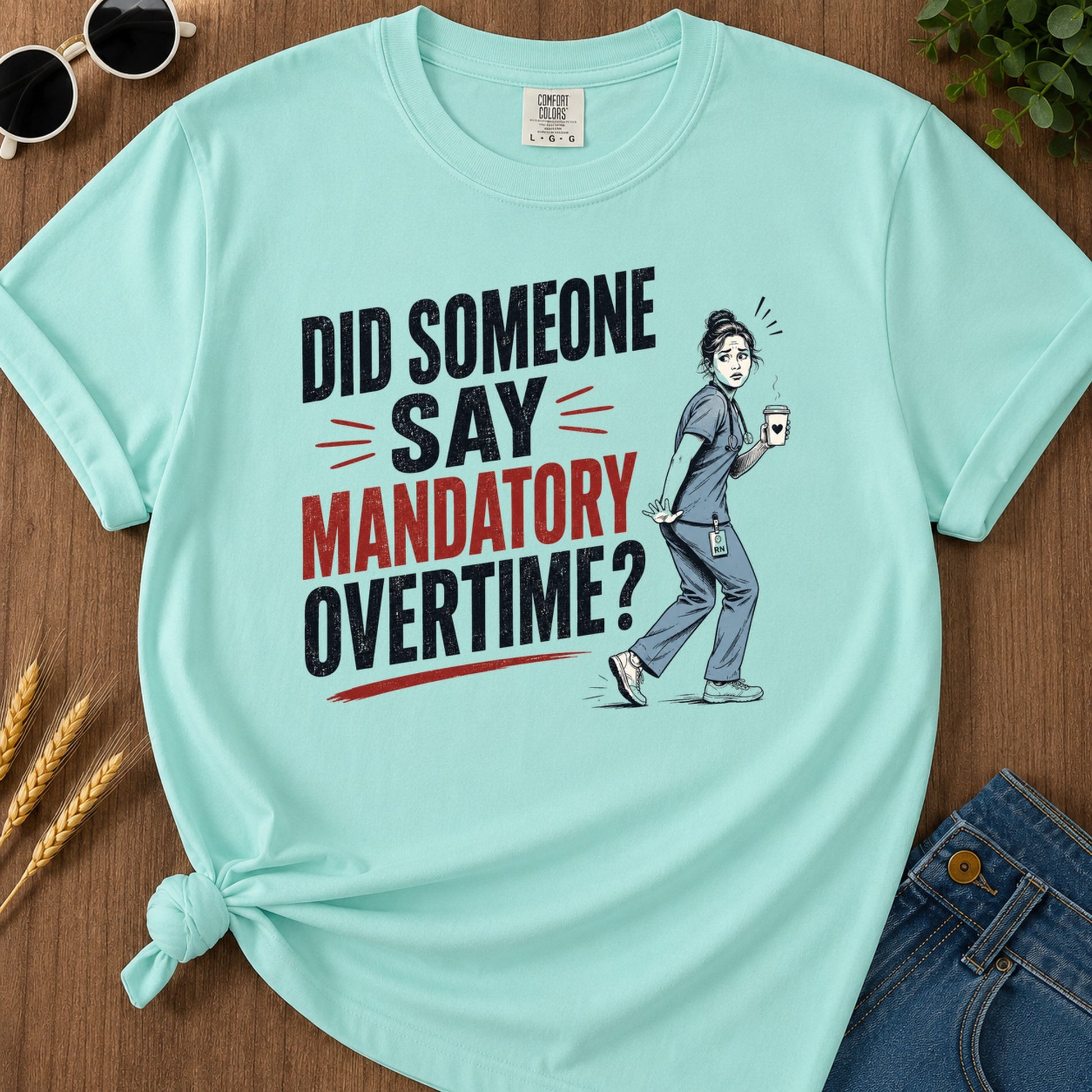 Mandatory Overtime T-Shirt - Chalky Mint