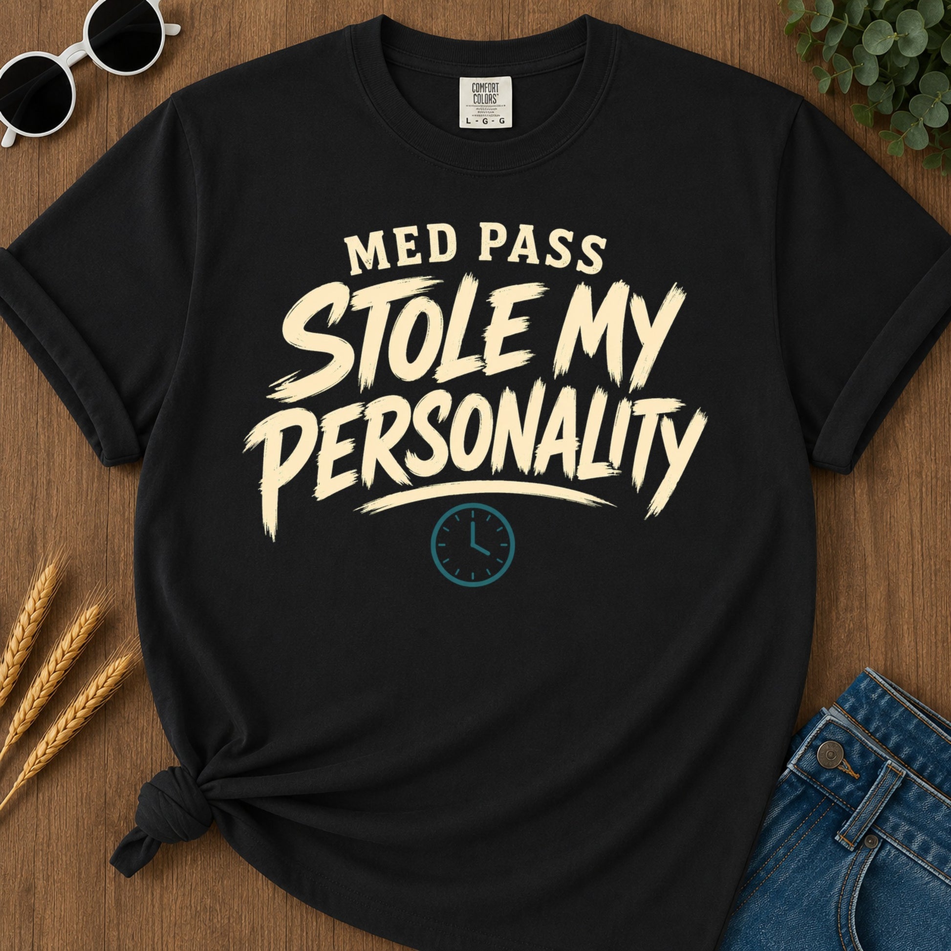 Med Pass Stole Personality T-Shirt - Black