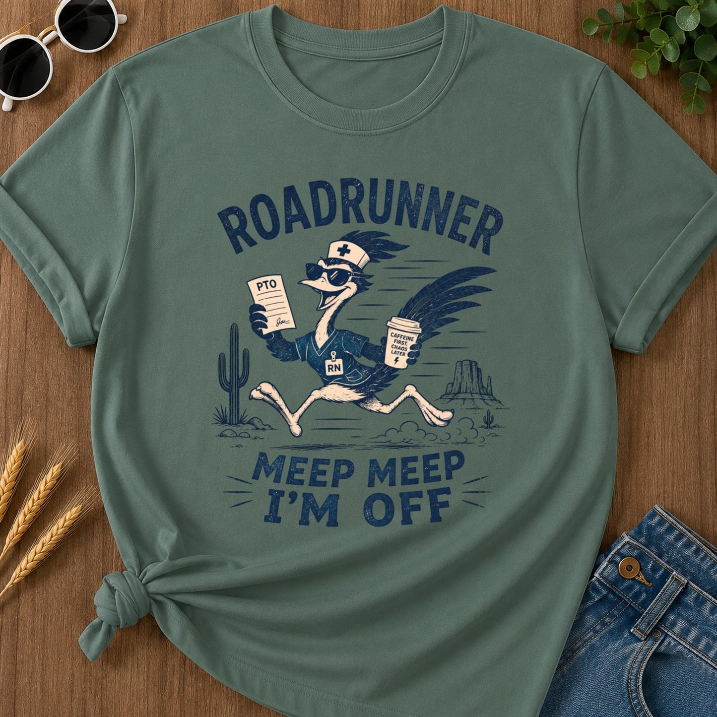 Meep Meep Off T-shirt - Blue Spruce Mockup