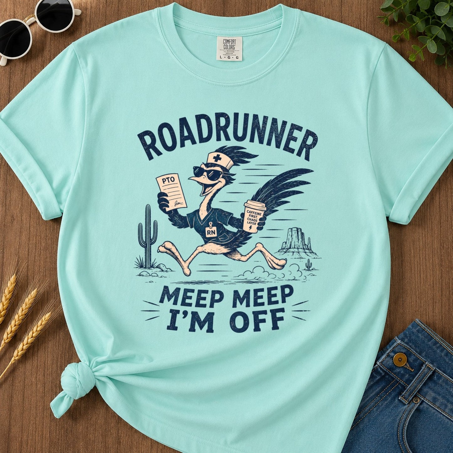 Meep Meep Off T-shirt - Chalky Mint Mockup