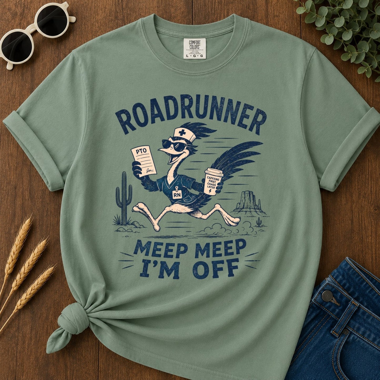 Meep Meep Off T-shirt - Light Green Mockup
