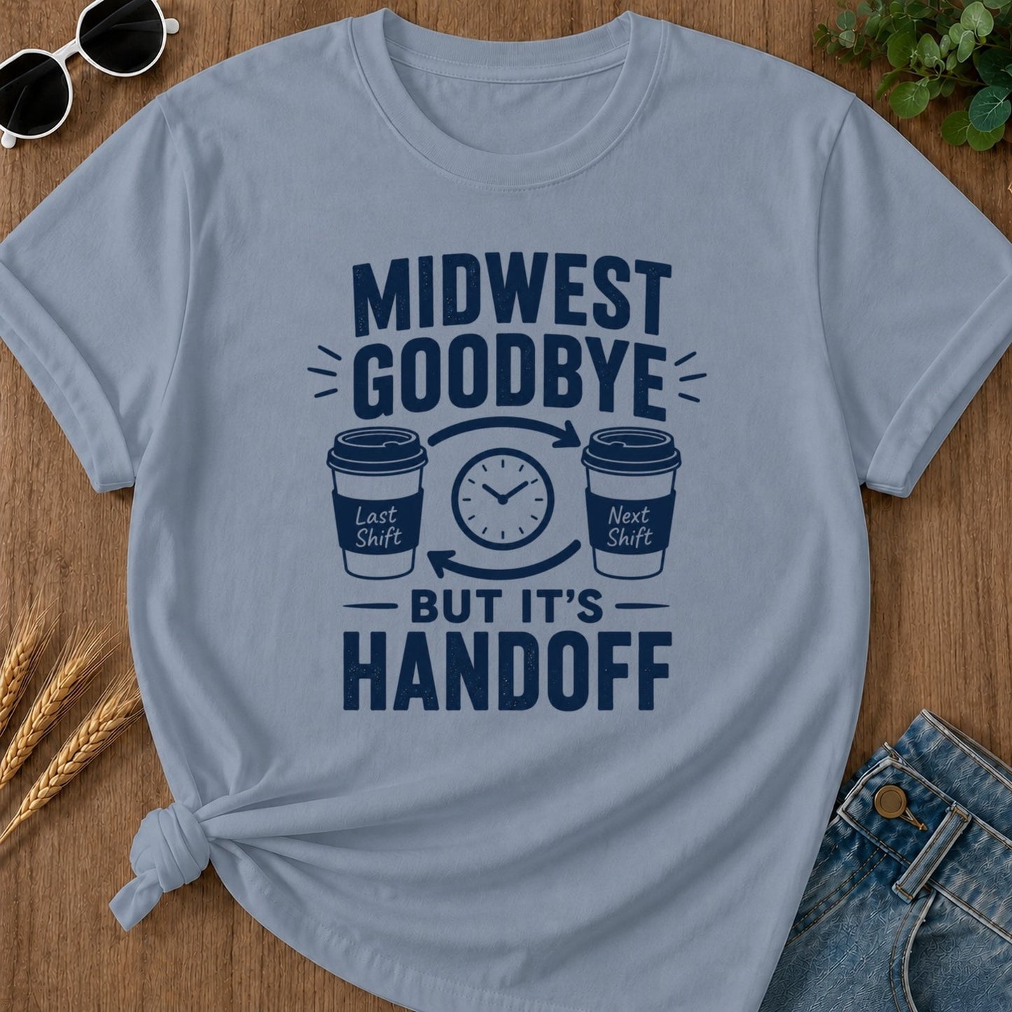Midwest Goodbye T-shirt - Blue Jean Mockup