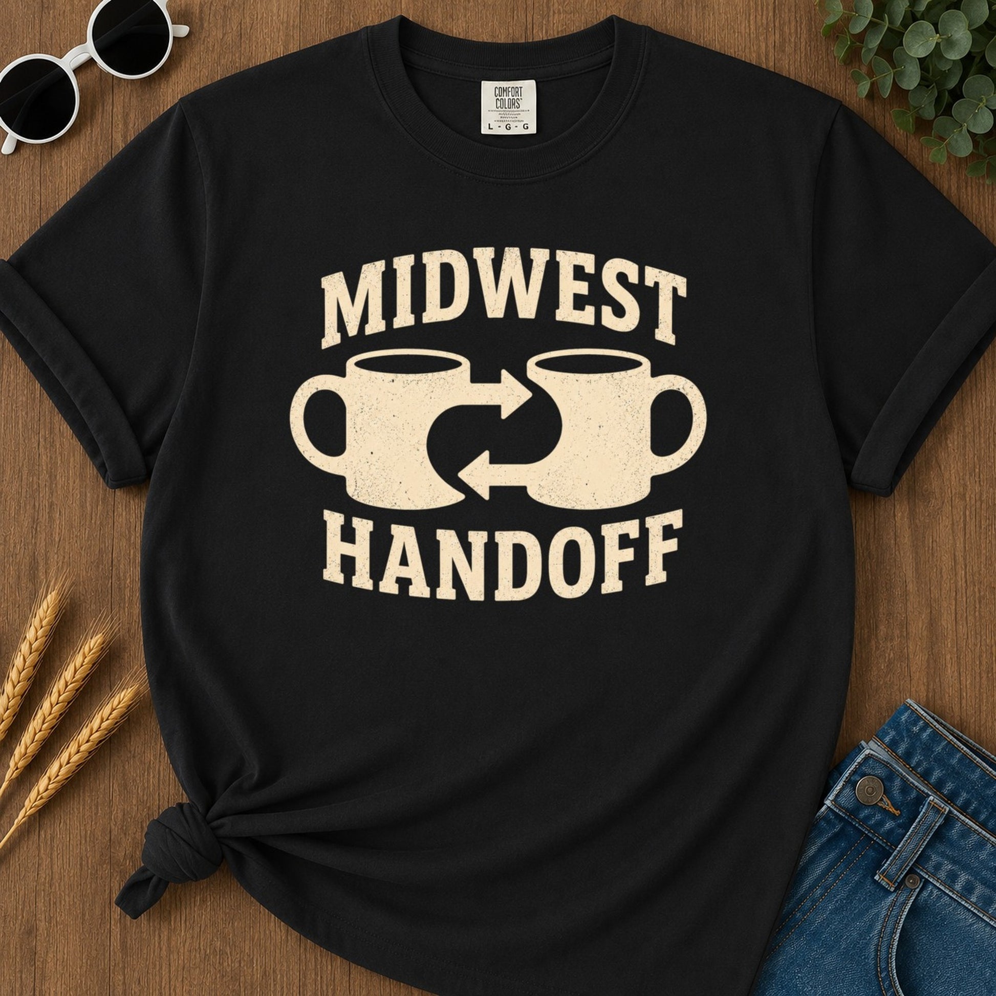 Midwest Handoff T-shirt - Black Mockup