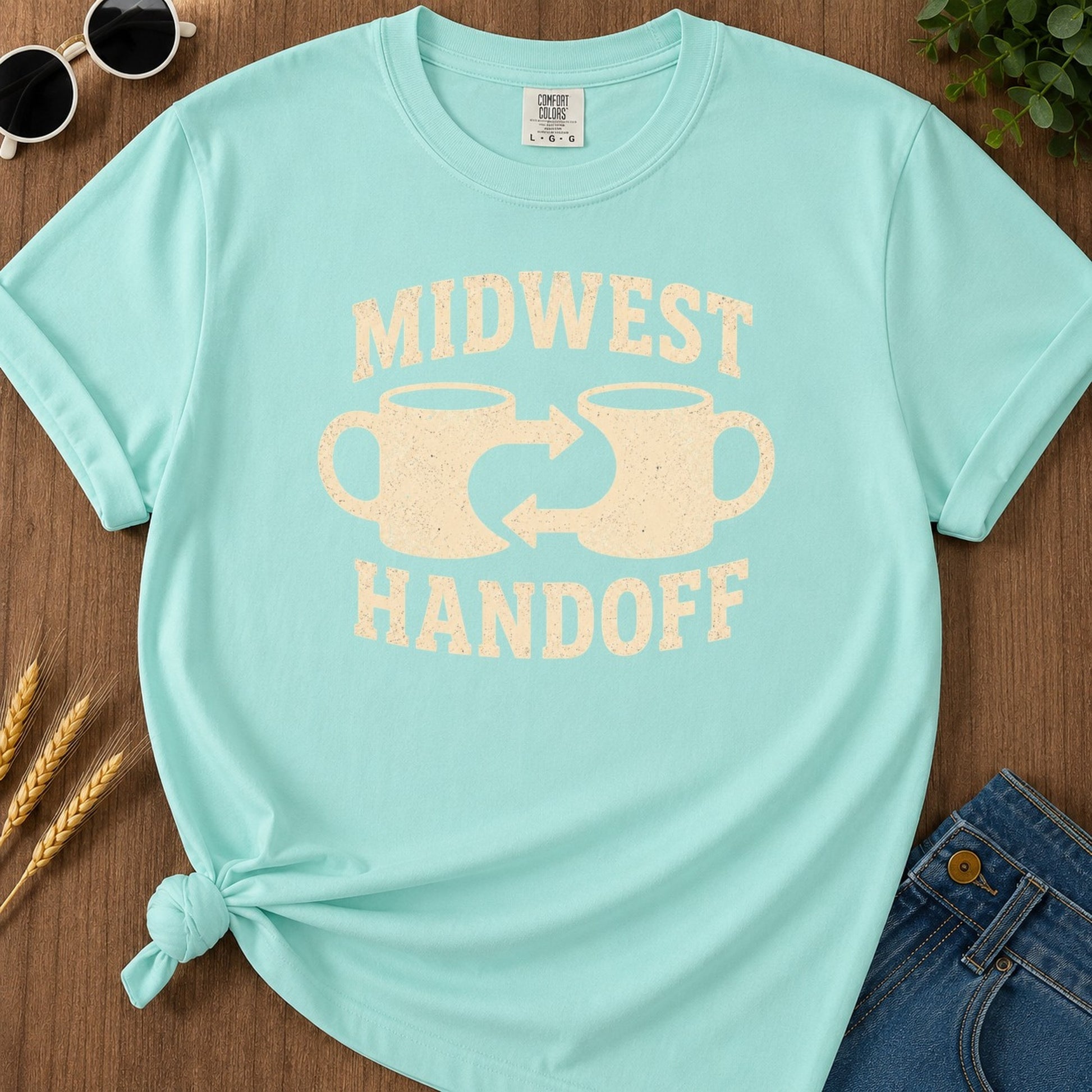 Midwest Handoff T-shirt - Chalky Mint Mockup