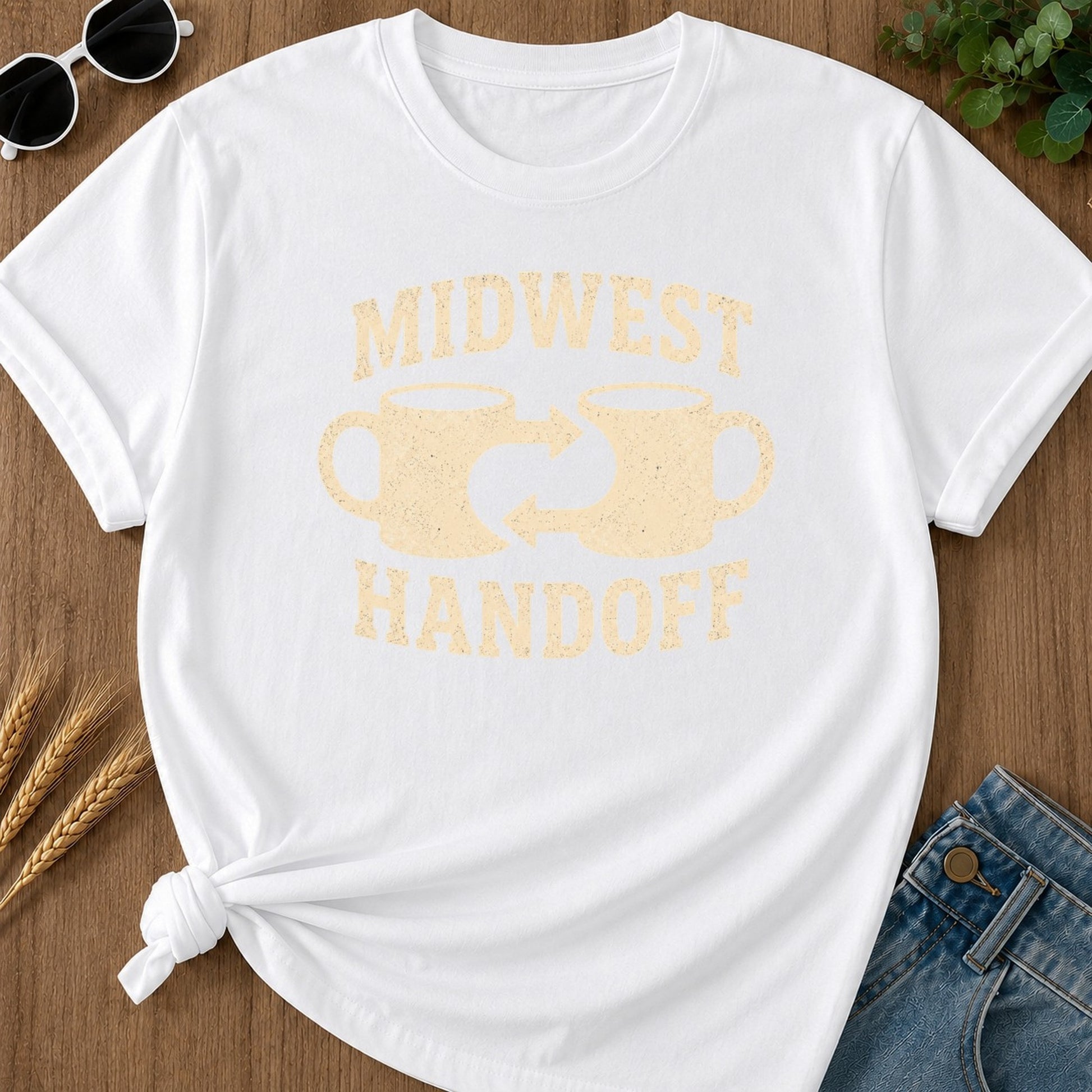 Midwest Handoff T-shirt - White Mockup