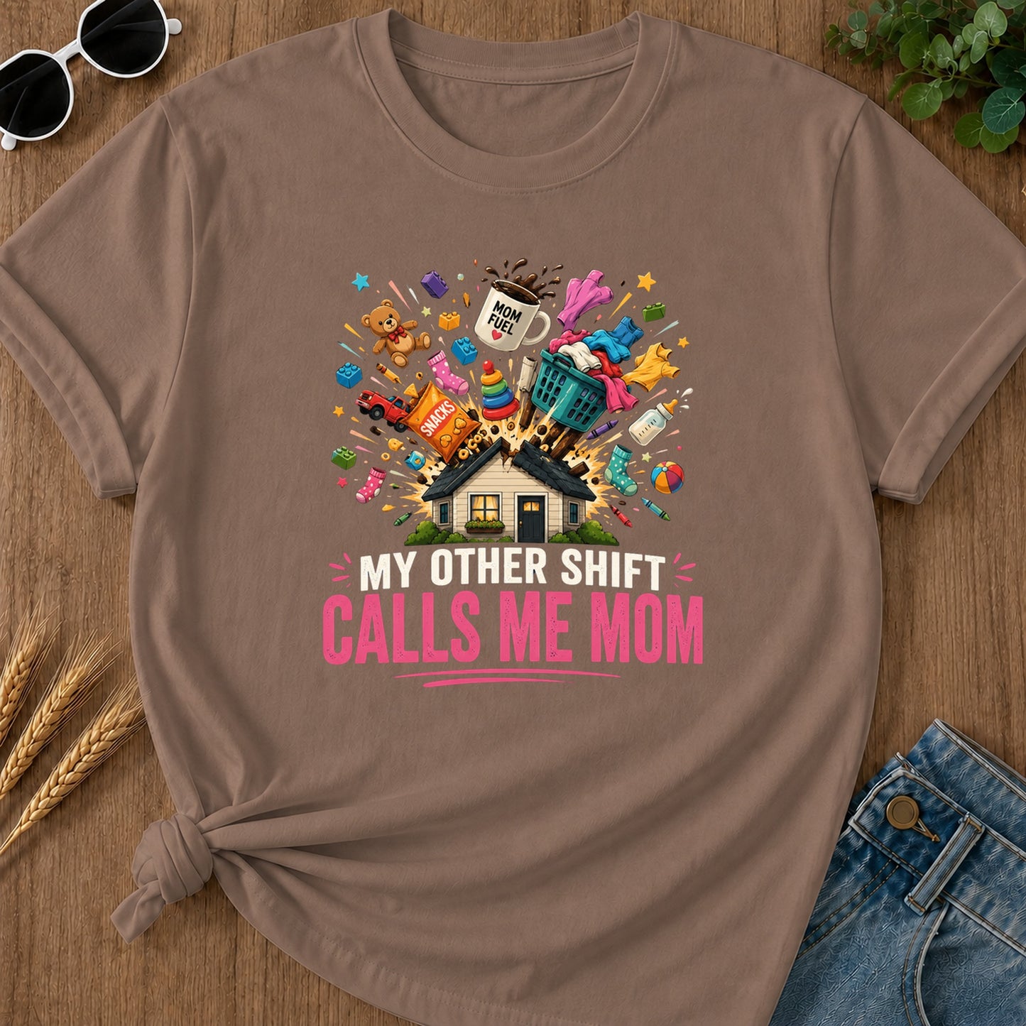 Mom Fuel Snacks T-Shirt - Espresso