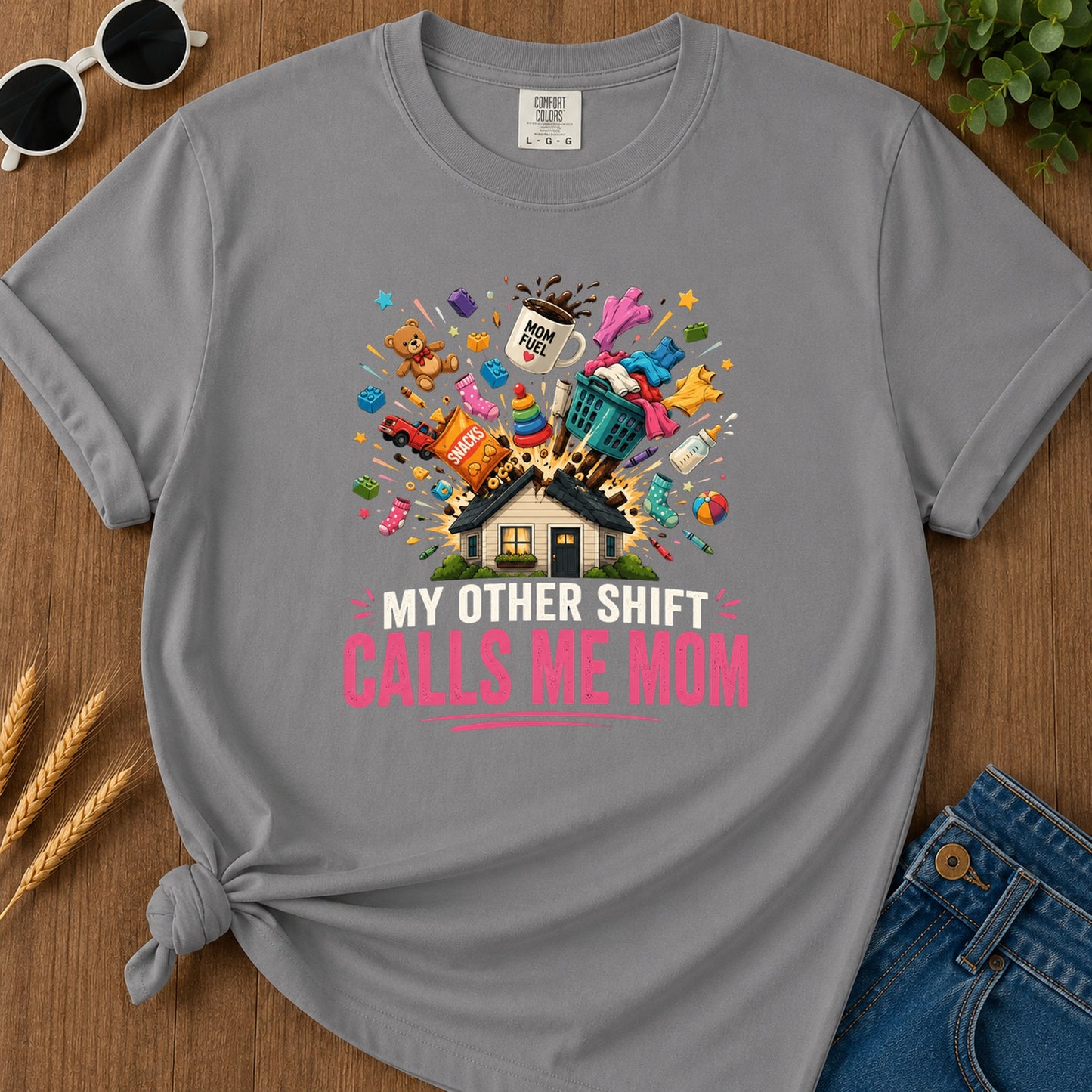 Mom Fuel Snacks T-Shirt - Grey