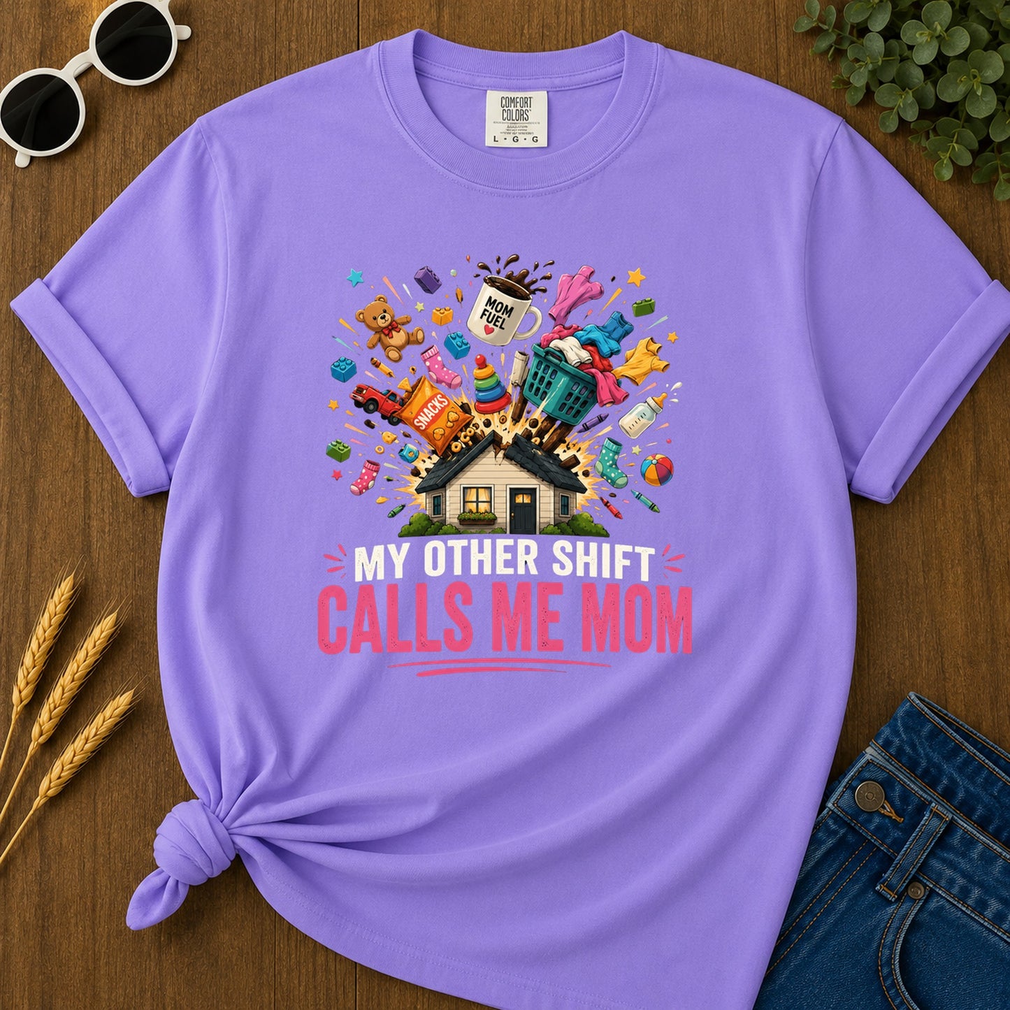 Mom Fuel Snacks T-Shirt - Violet