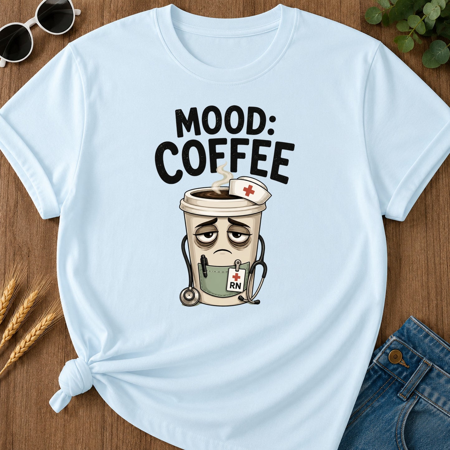 Mood Coffee Rn T-Shirt - Chambray