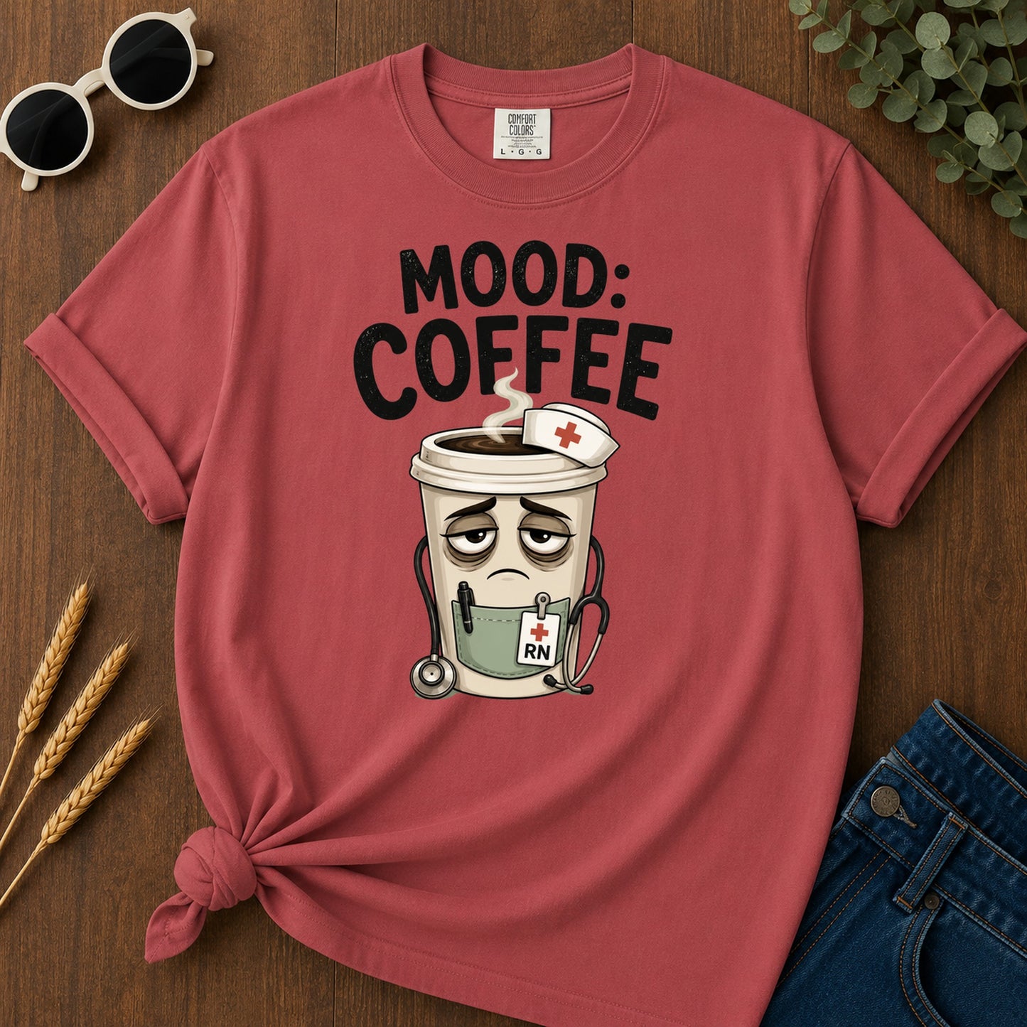 Mood Coffee Rn T-Shirt - Crimson