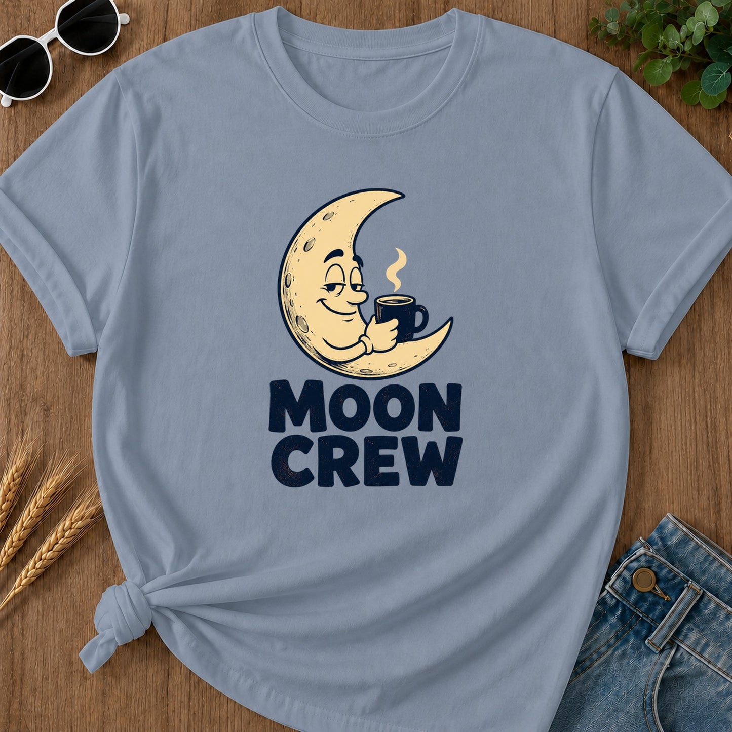 Moon Crew T-Shirt - Blue Jean