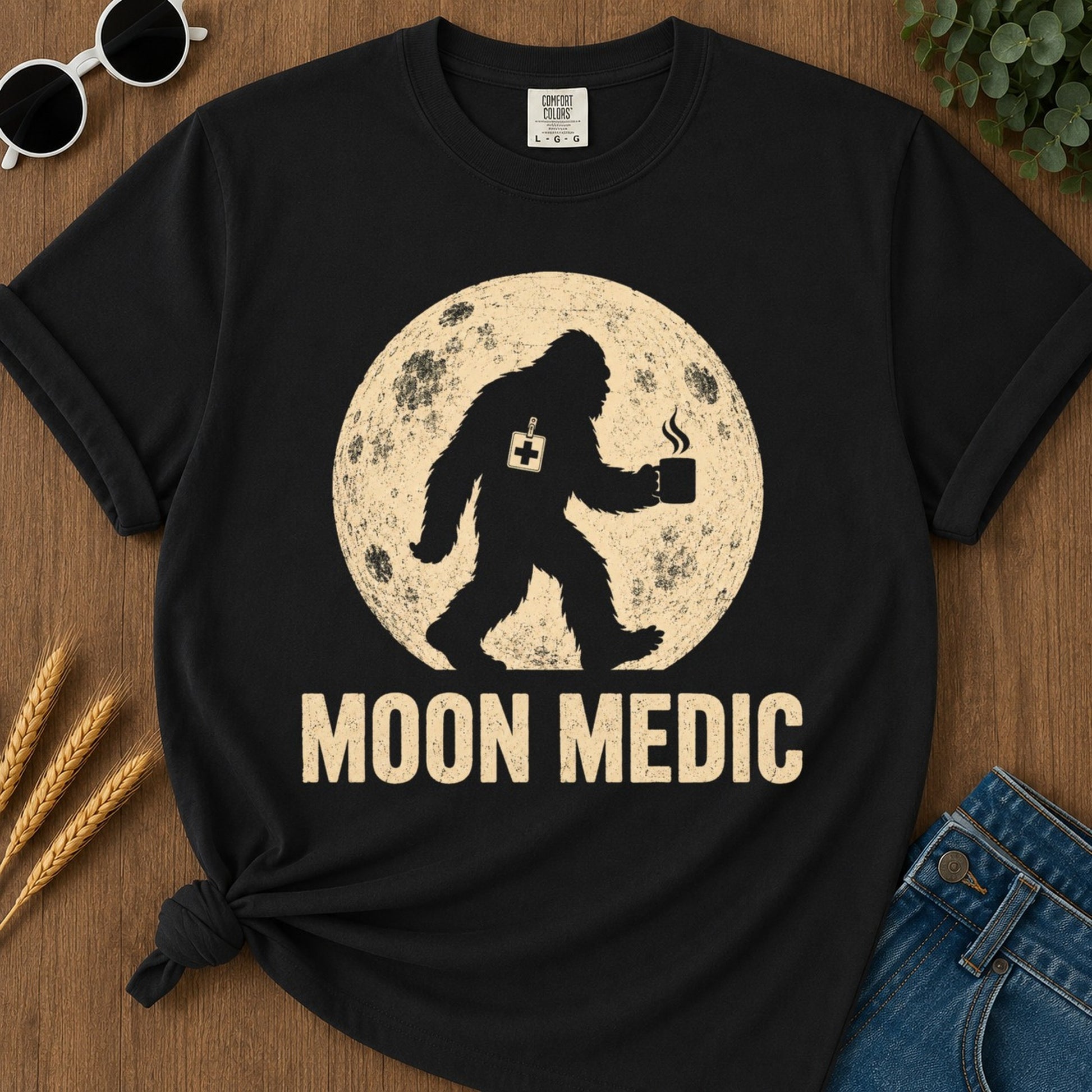 Moon Medic T-shirt - Black Mockup