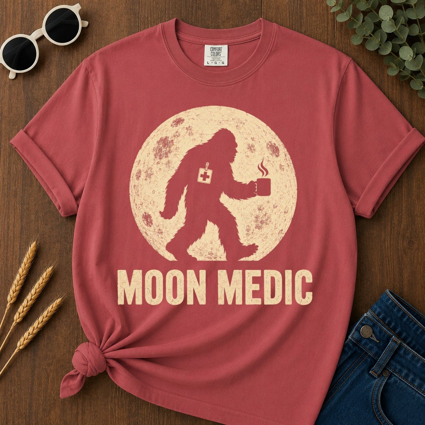 Moon Medic T-shirt - Crimson Mockup