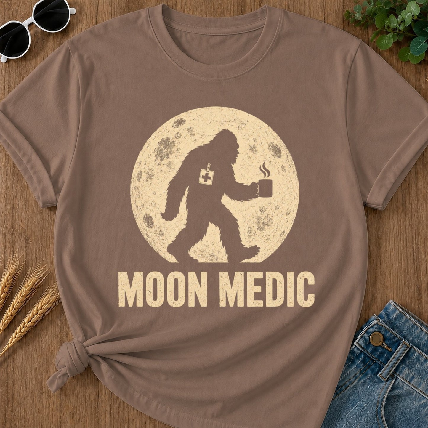 Moon Medic T-shirt - Espresso Mockup