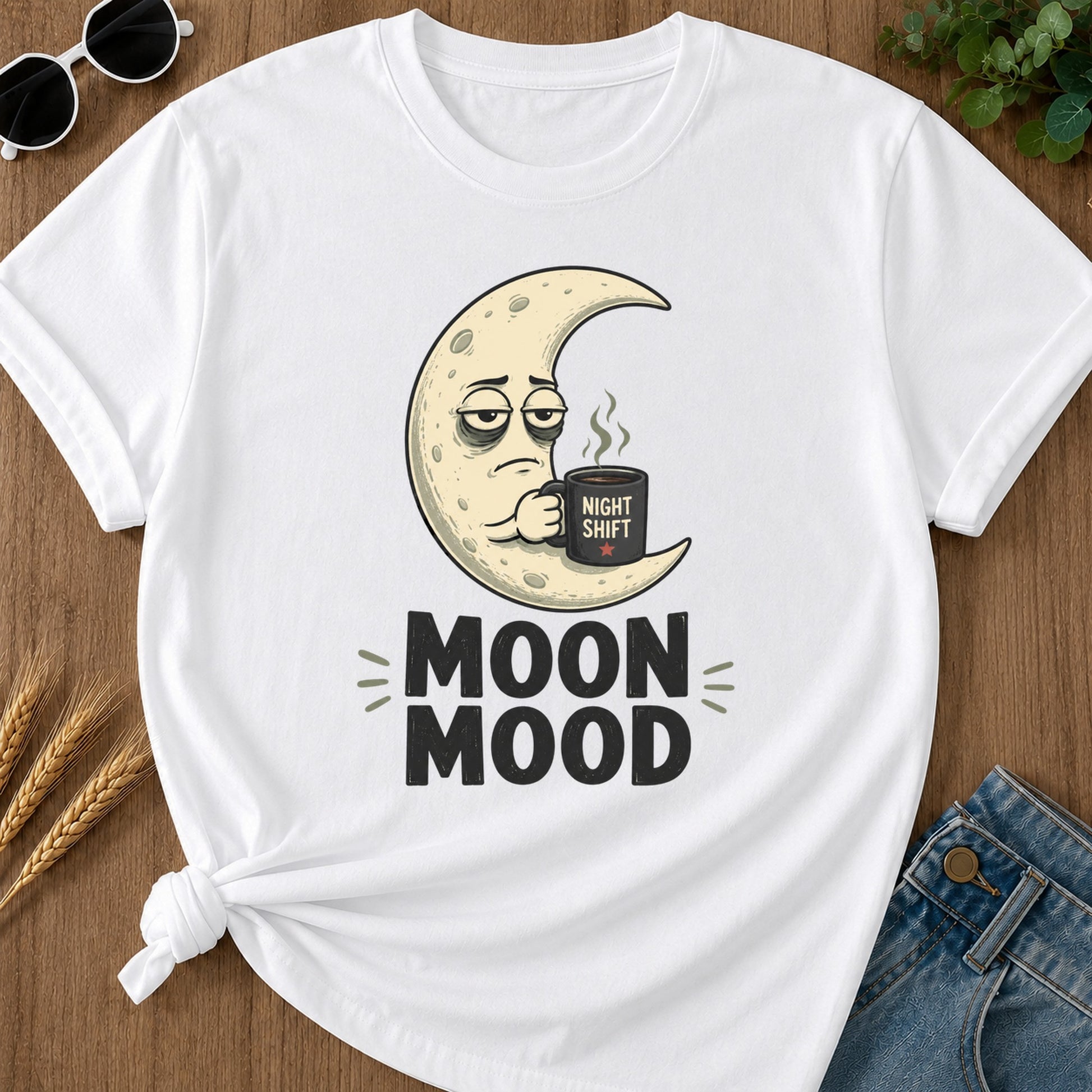 Moon Mood Night Shift T-Shirt - White