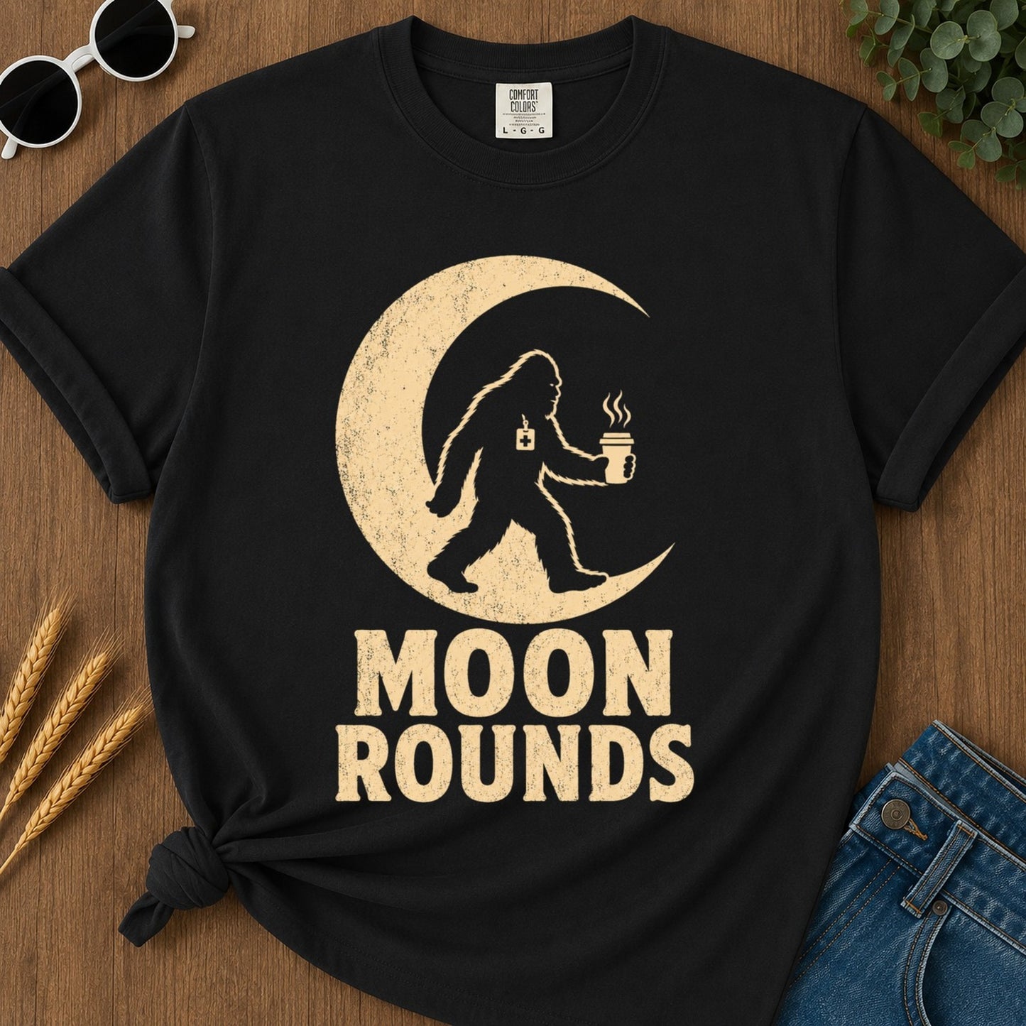 Moon Rounds T-shirt - Black Mockup