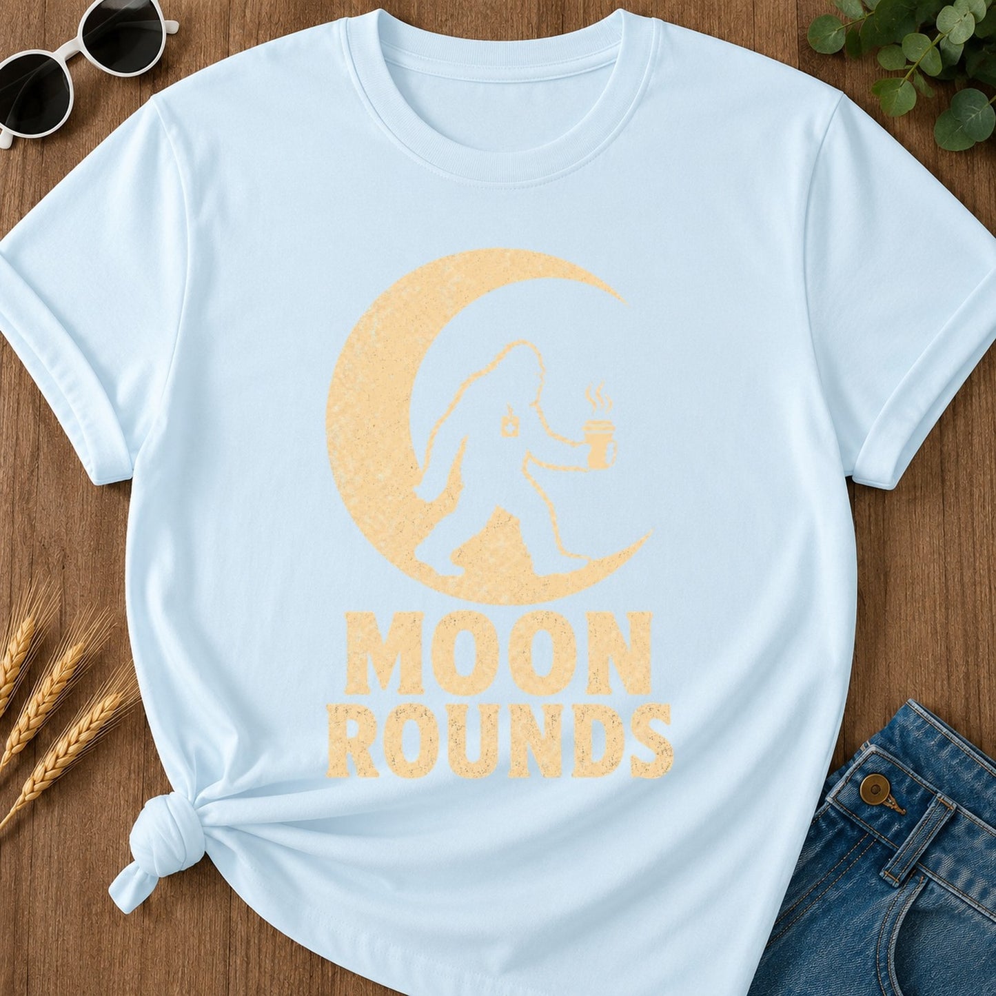 Moon Rounds T-shirt - Chambray Mockup