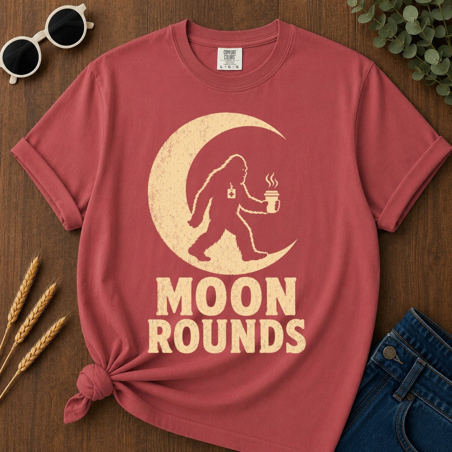 Moon Rounds T-shirt - Crimson Mockup