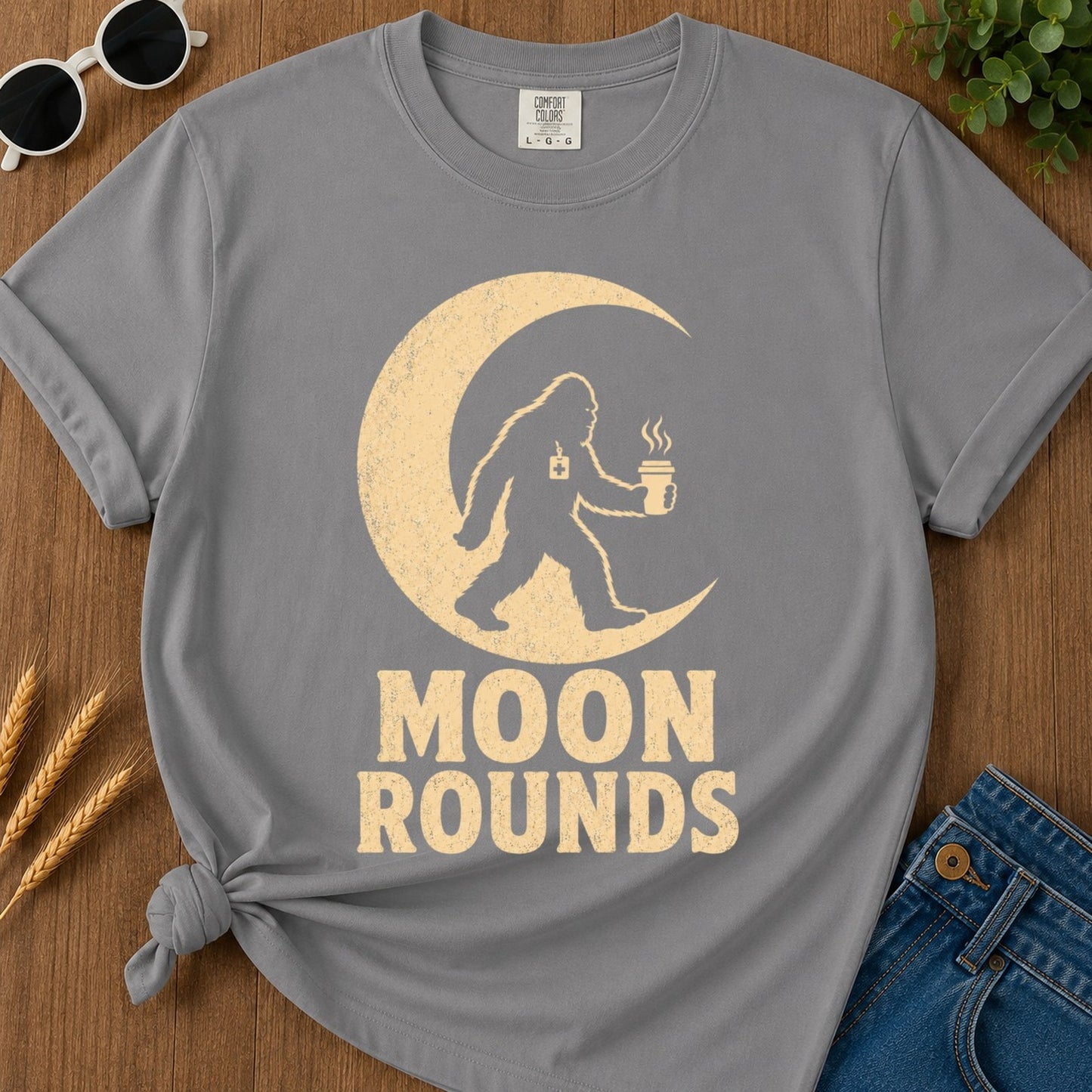 Moon Rounds T-shirt - Grey Mockup