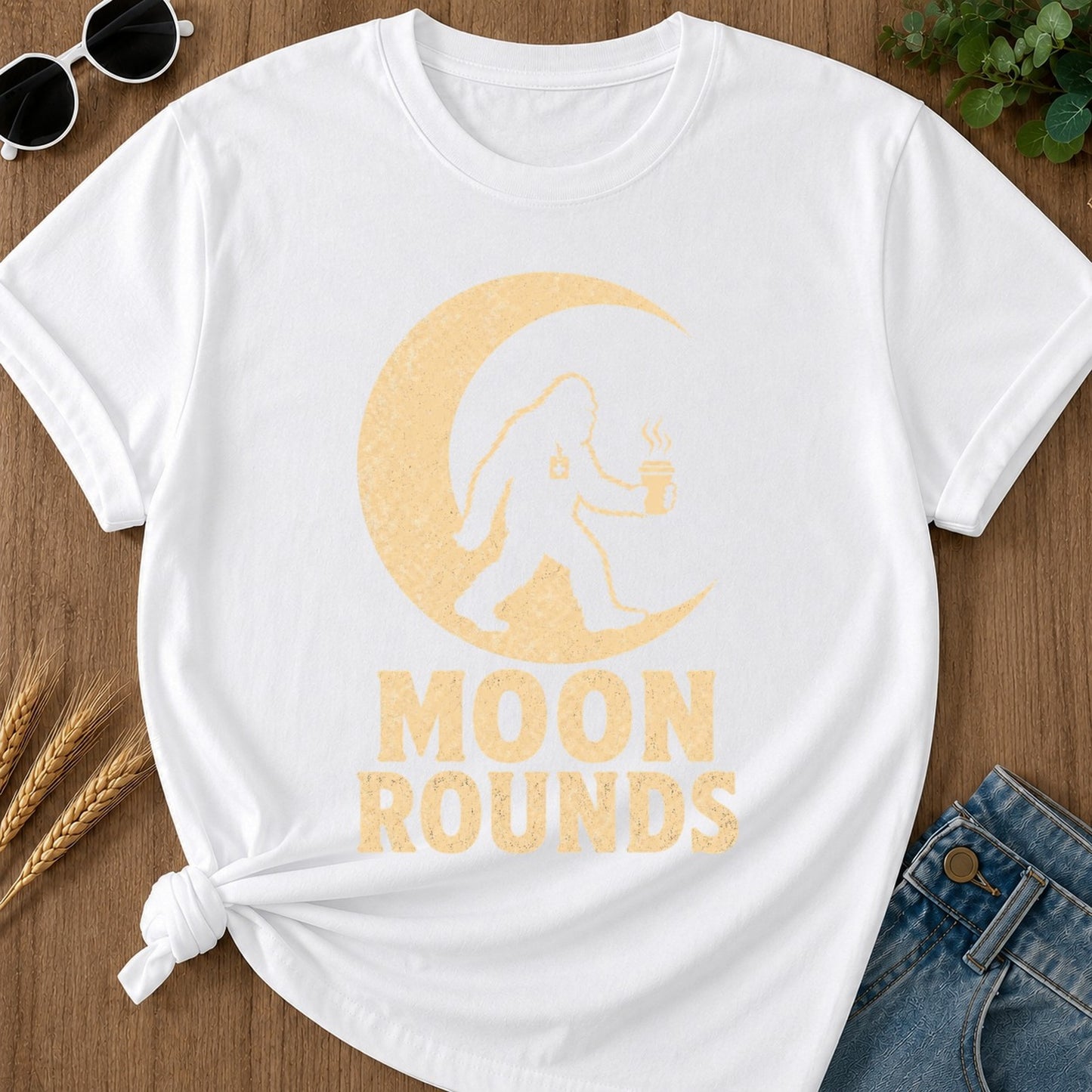 Moon Rounds T-shirt - White Mockup