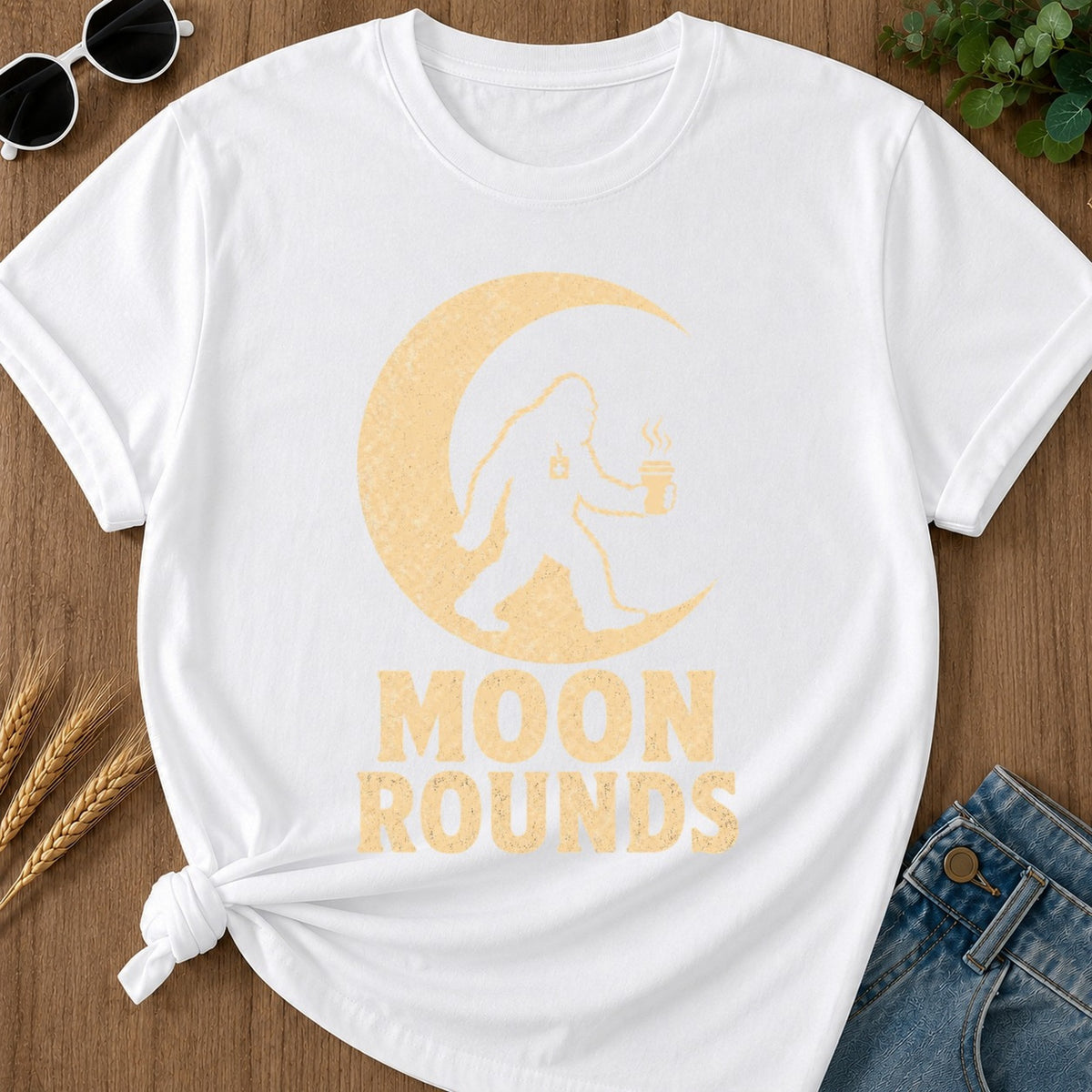 Moon Rounds T-shirt - White Mockup