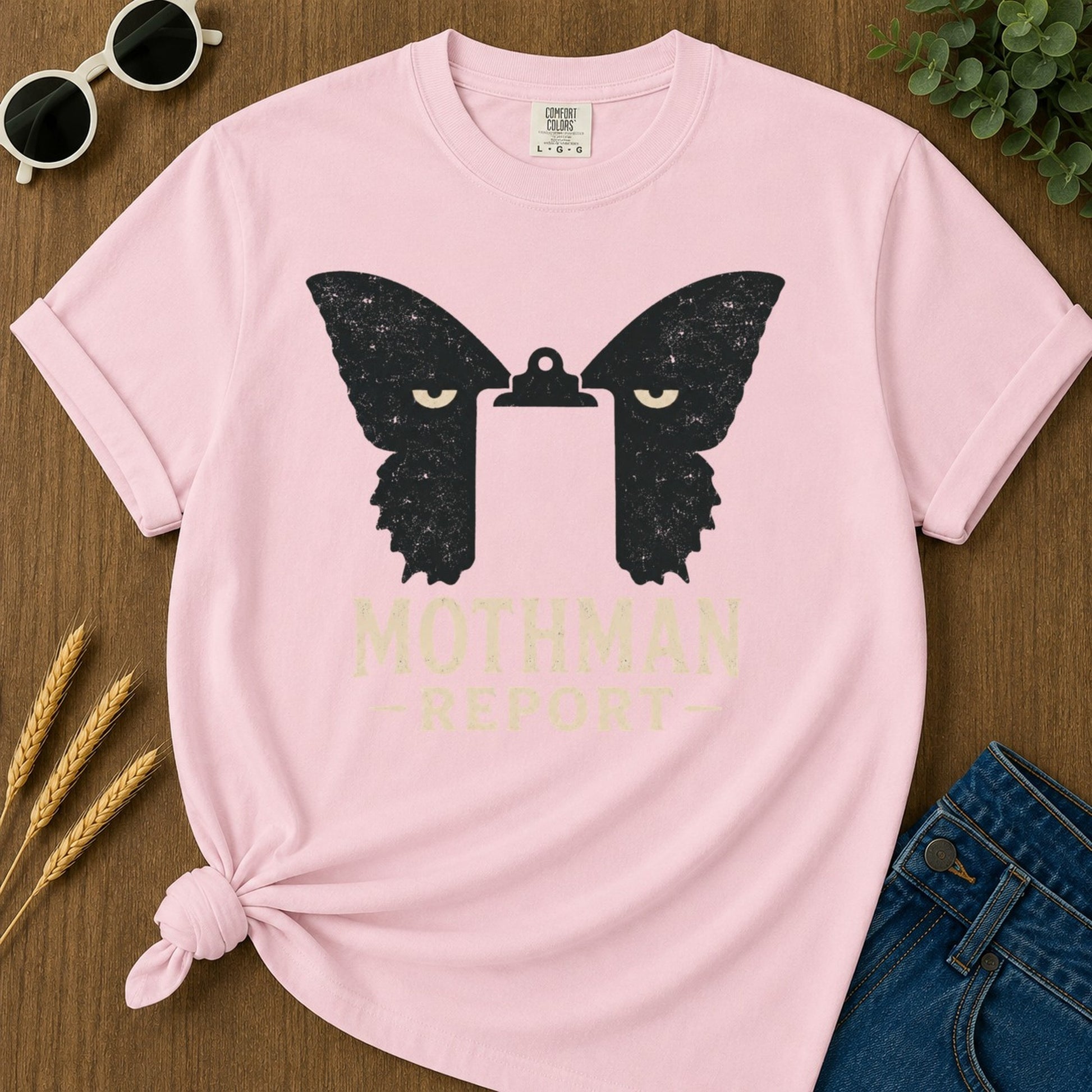 Mothman Report T-shirt - Blossom Mockup