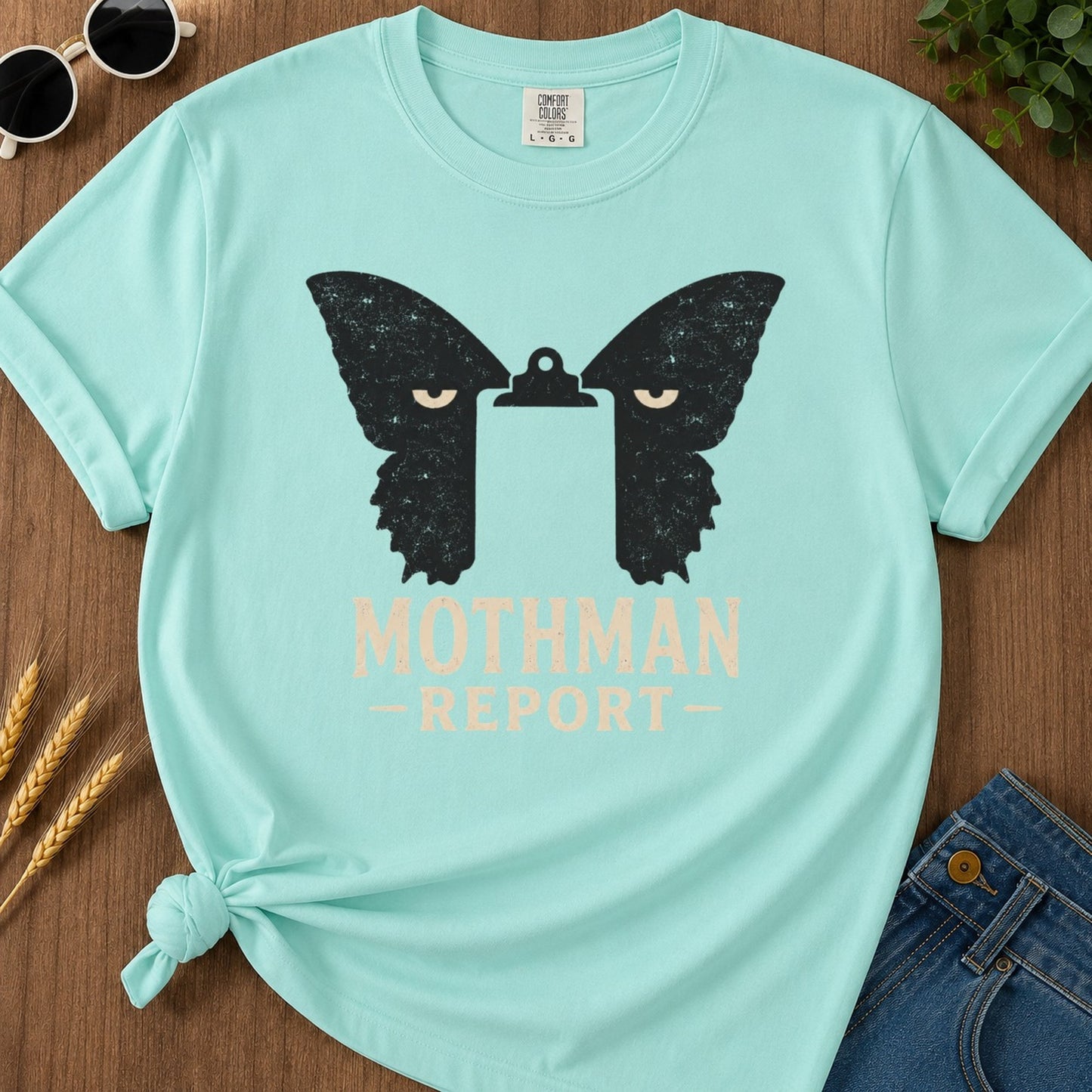 Mothman Report T-shirt - Chalky Mint Mockup