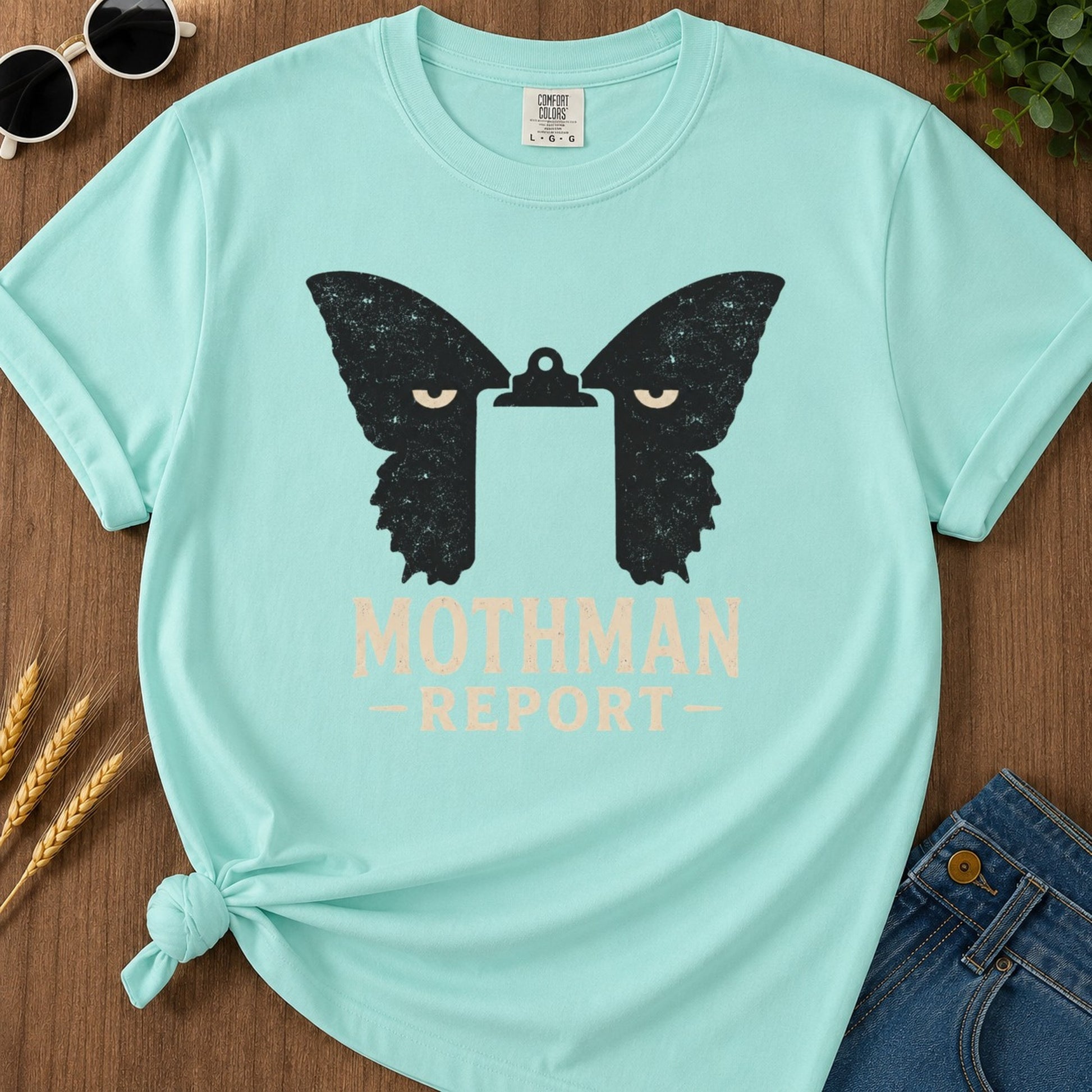 Mothman Report T-shirt - Chalky Mint Mockup