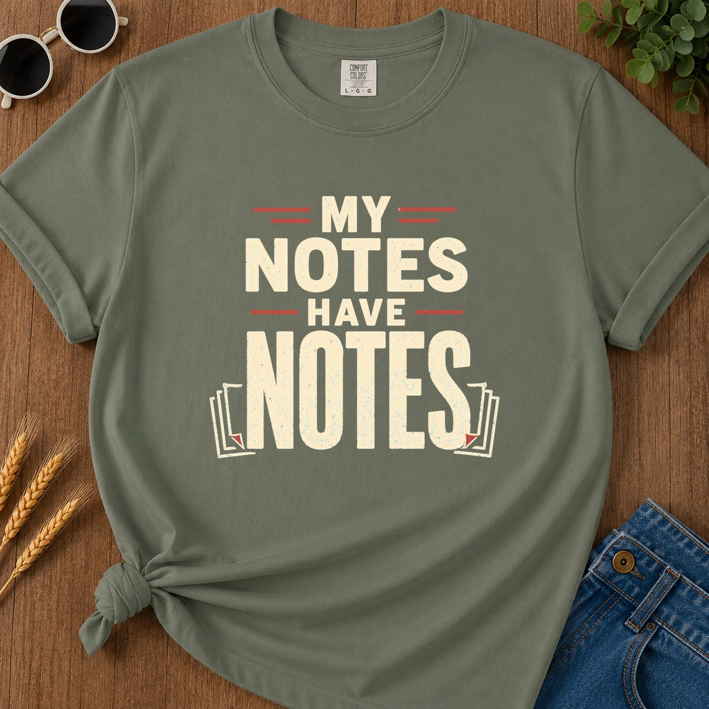 My Notes Have Notes T-Shirt - Moss