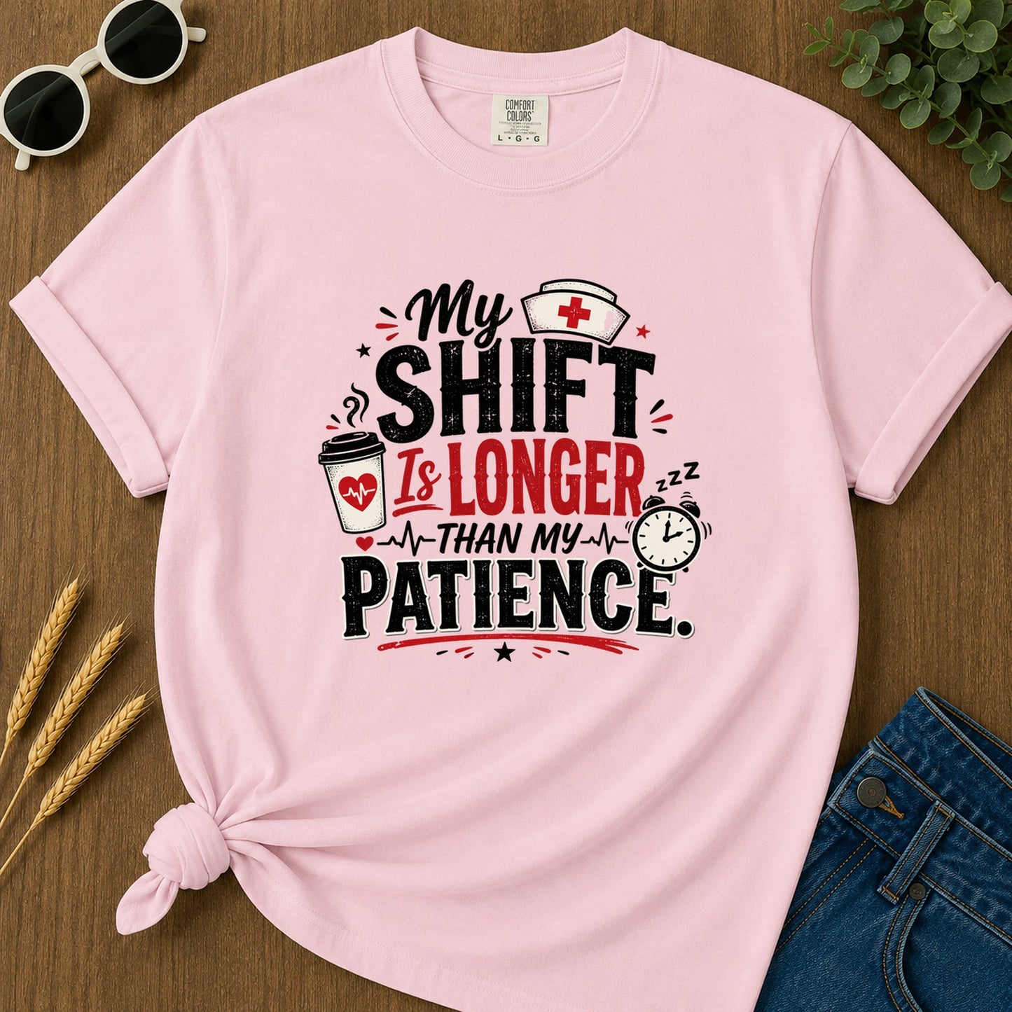 My Shift Is Longer T-Shirt - Blossom