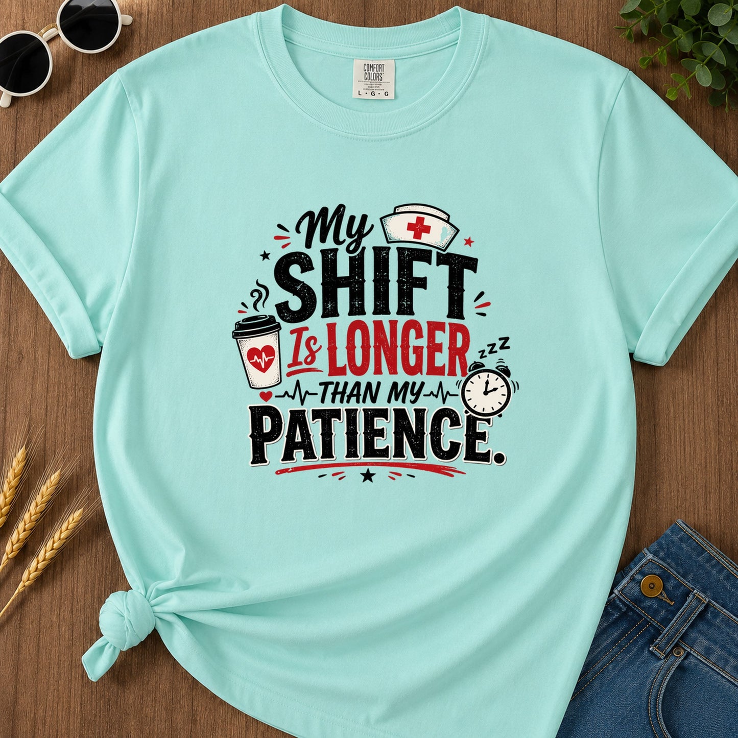 My Shift Is Longer T-Shirt - Chalky Mint