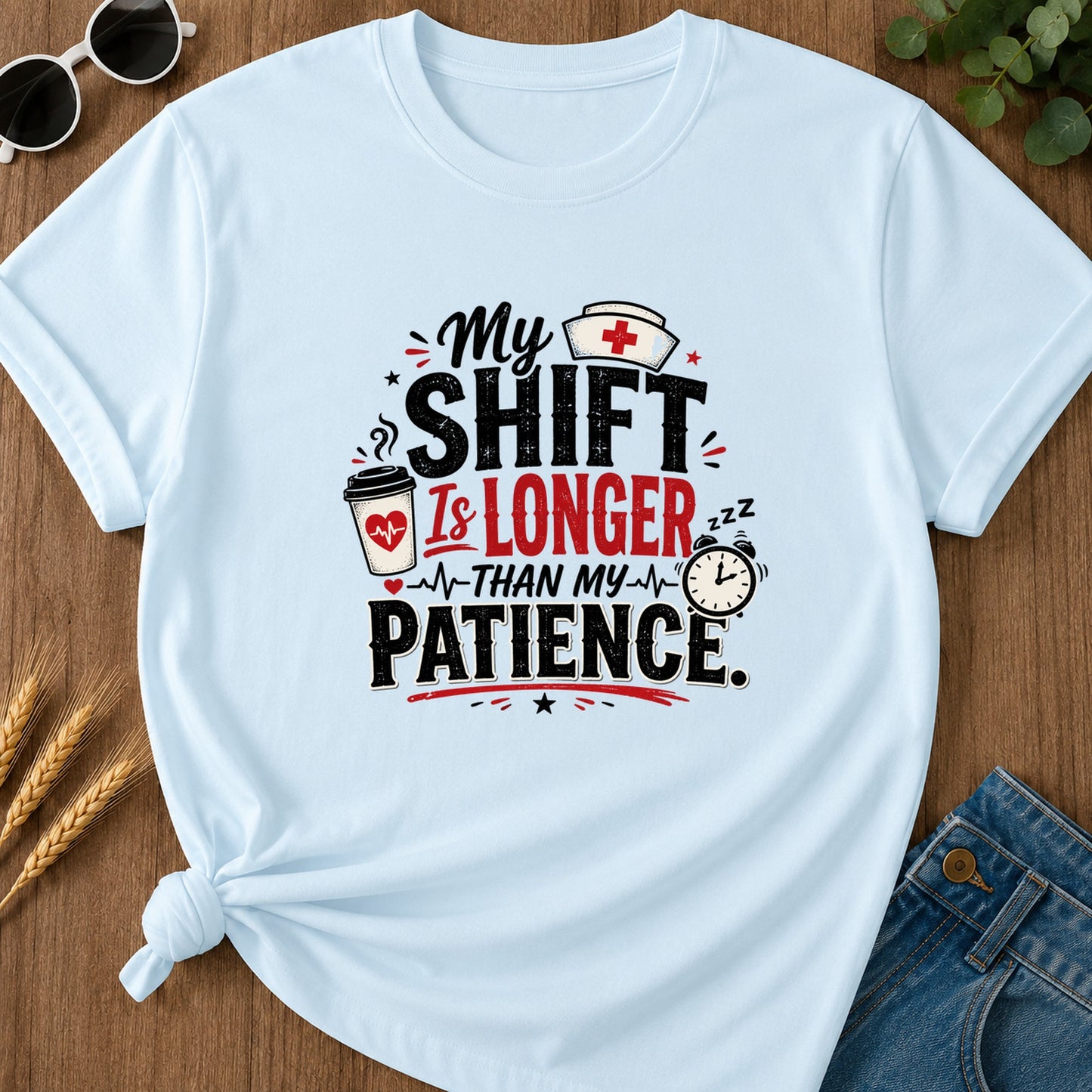 My Shift Is Longer T-Shirt - Chambray