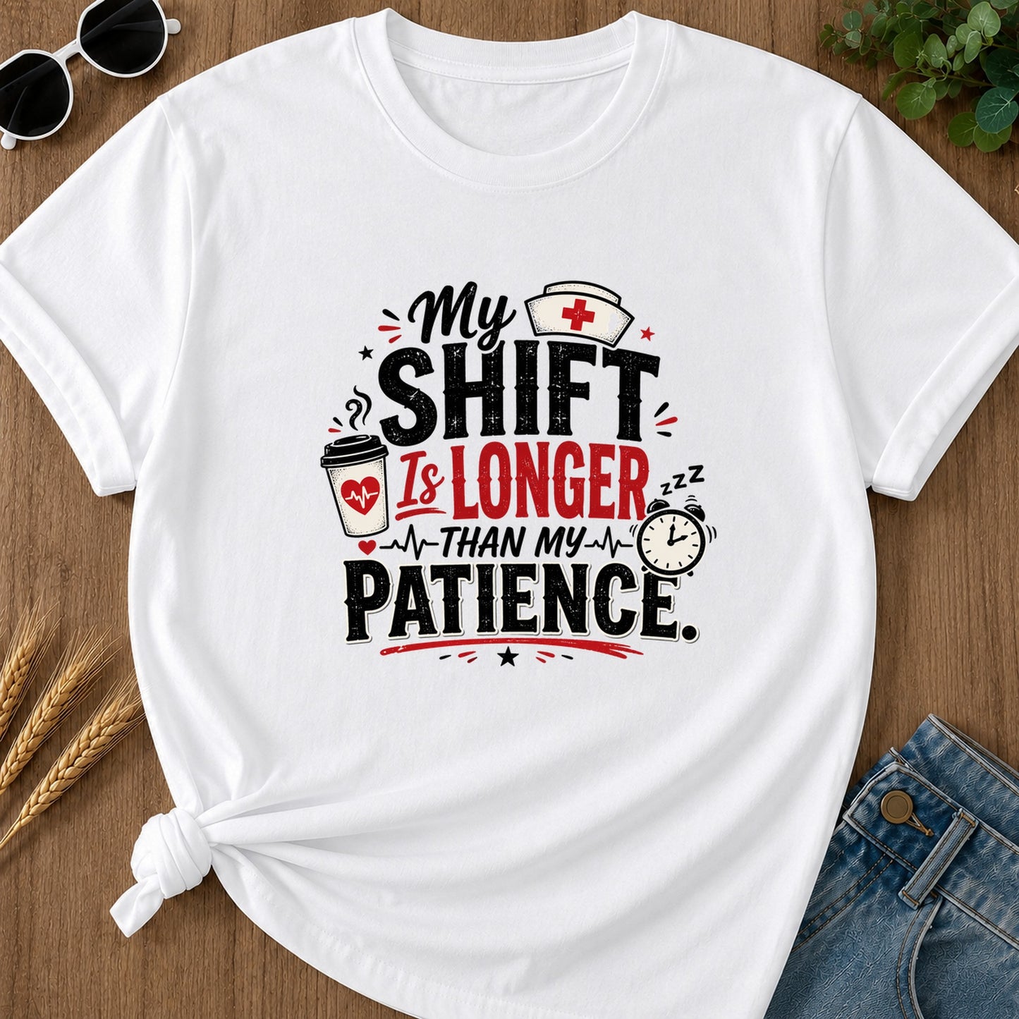 My Shift Is Longer T-Shirt - White
