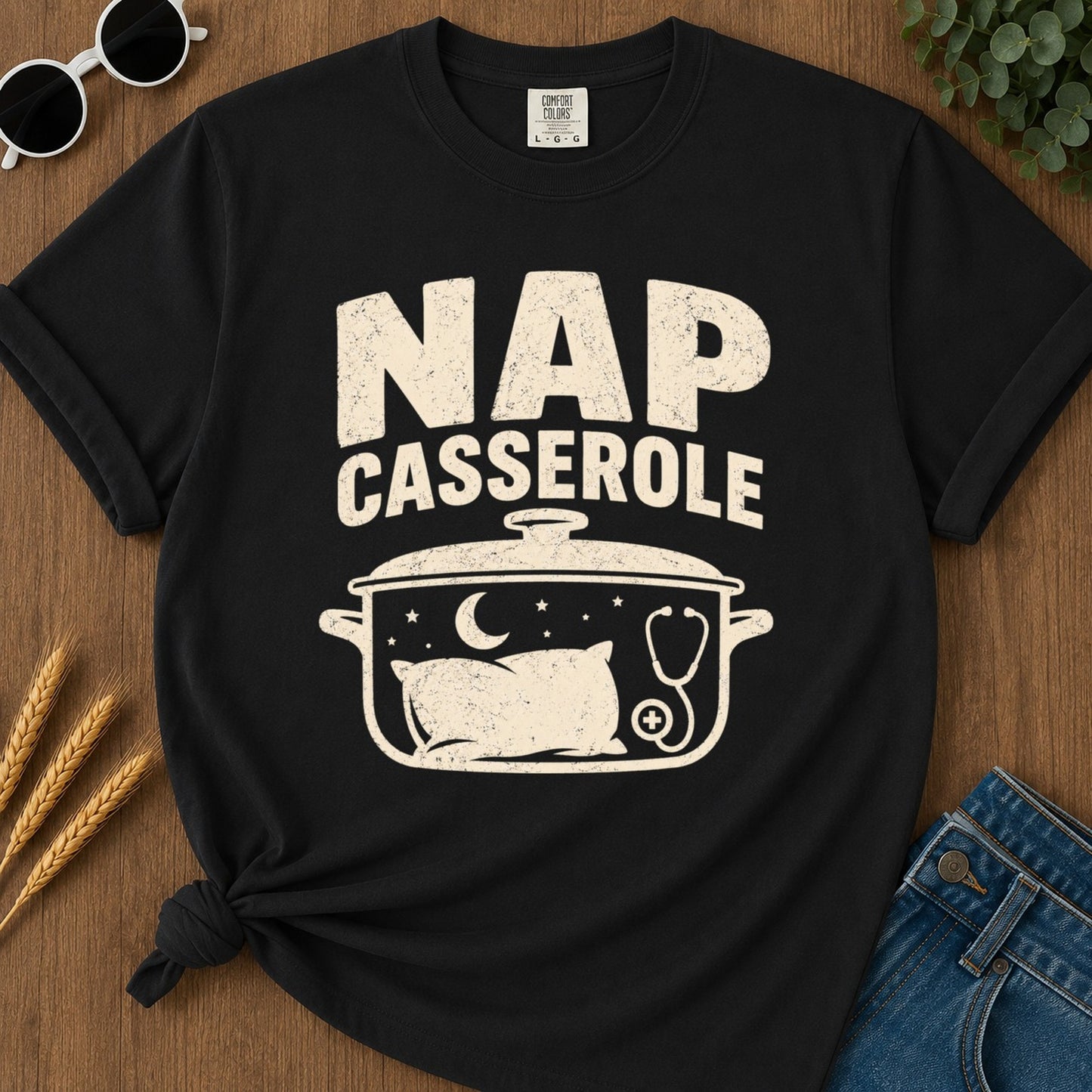Nap Casserole 2 T-shirt - Black Mockup