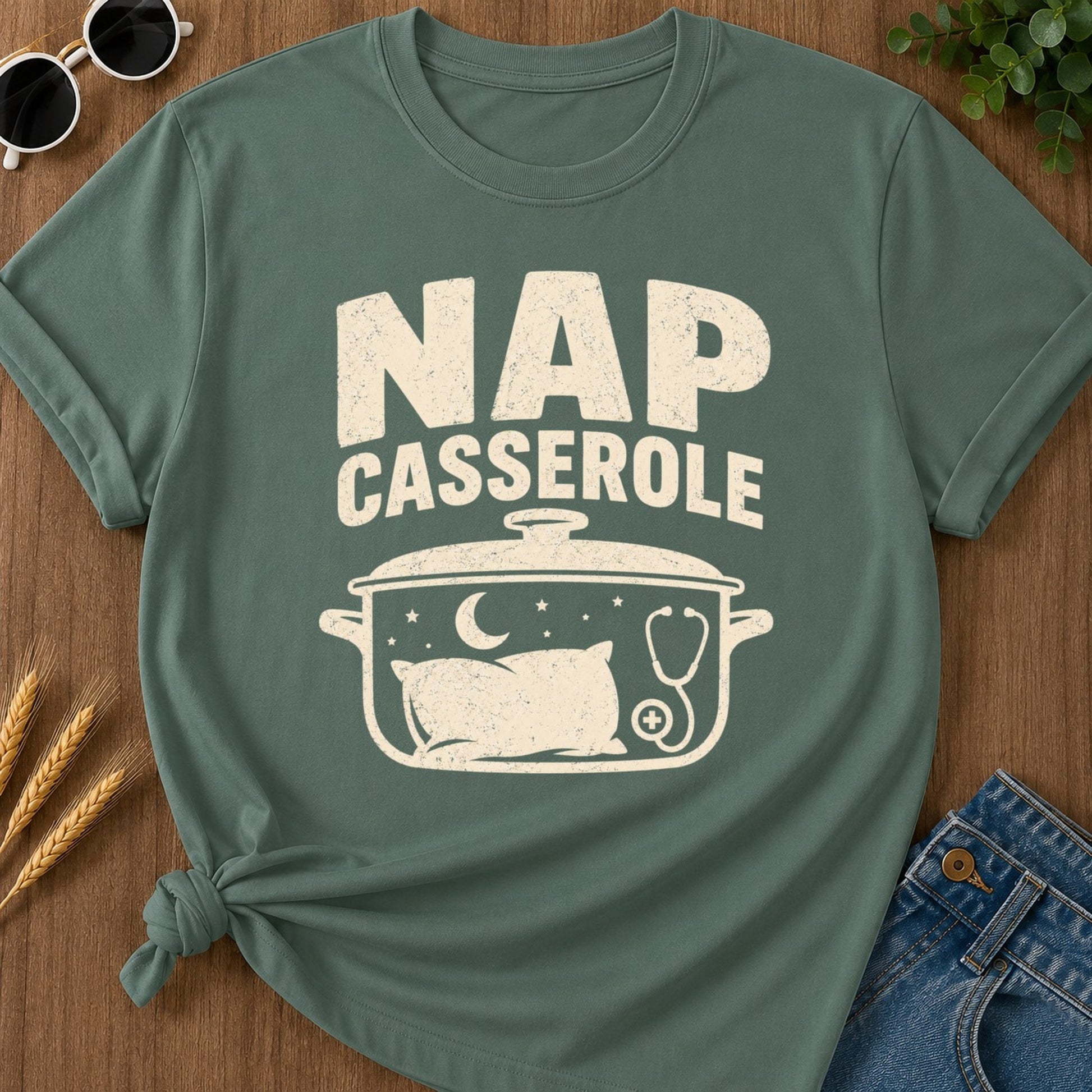 Nap Casserole 2 T-shirt - Blue Spruce Mockup