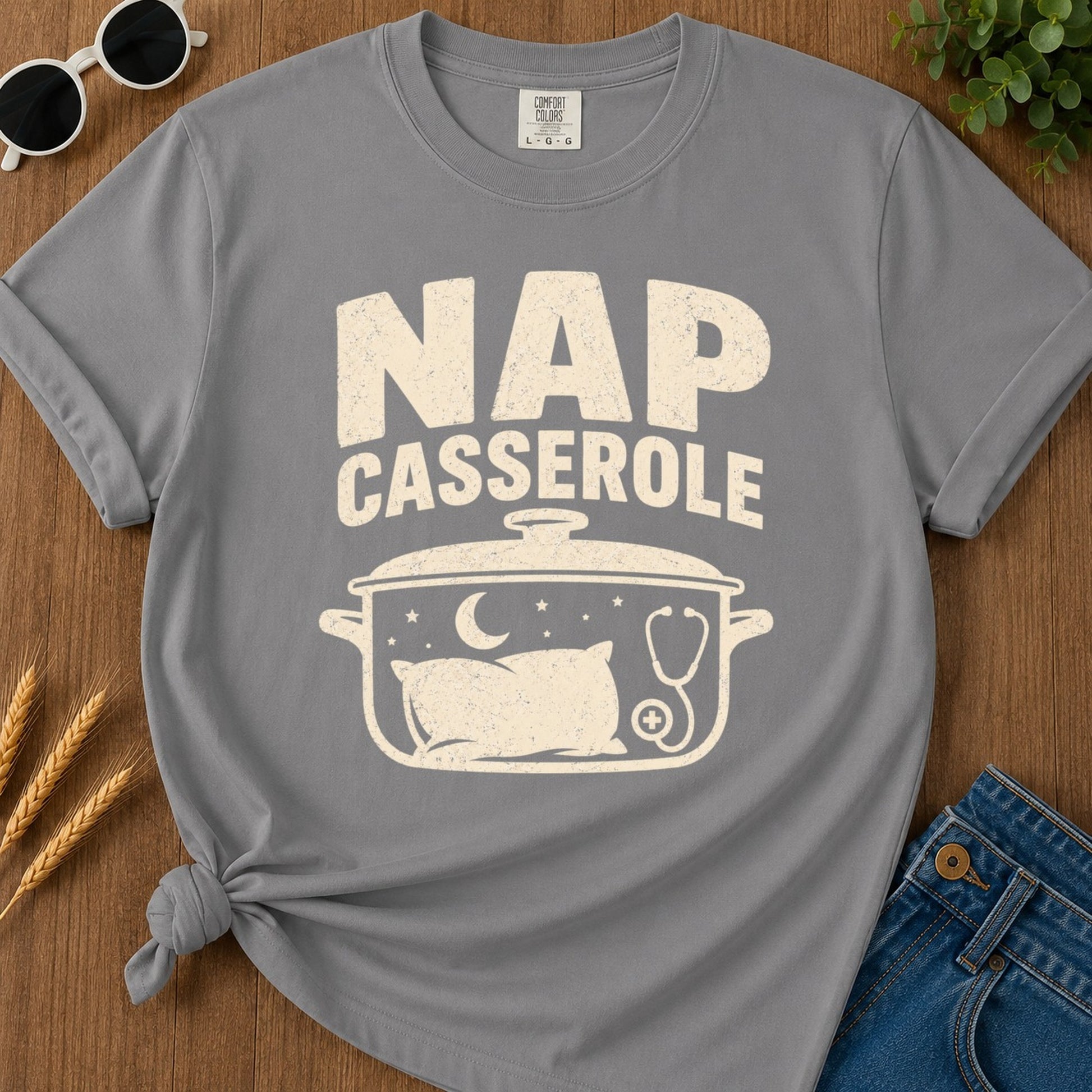 Nap Casserole 2 T-shirt - Grey Mockup