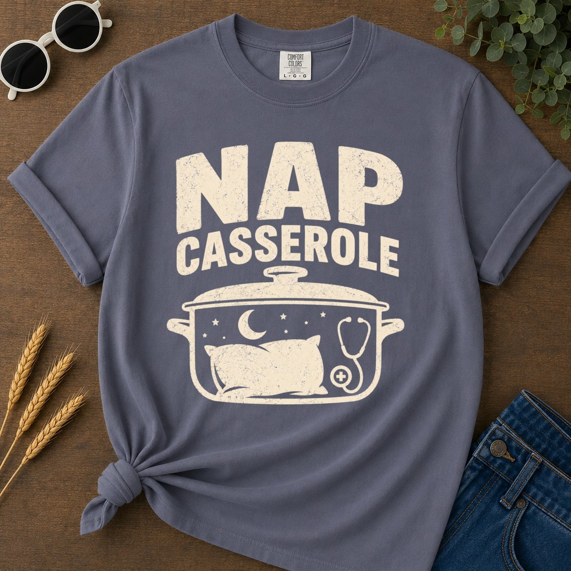 Nap Casserole 2 T-shirt - Navy Mockup