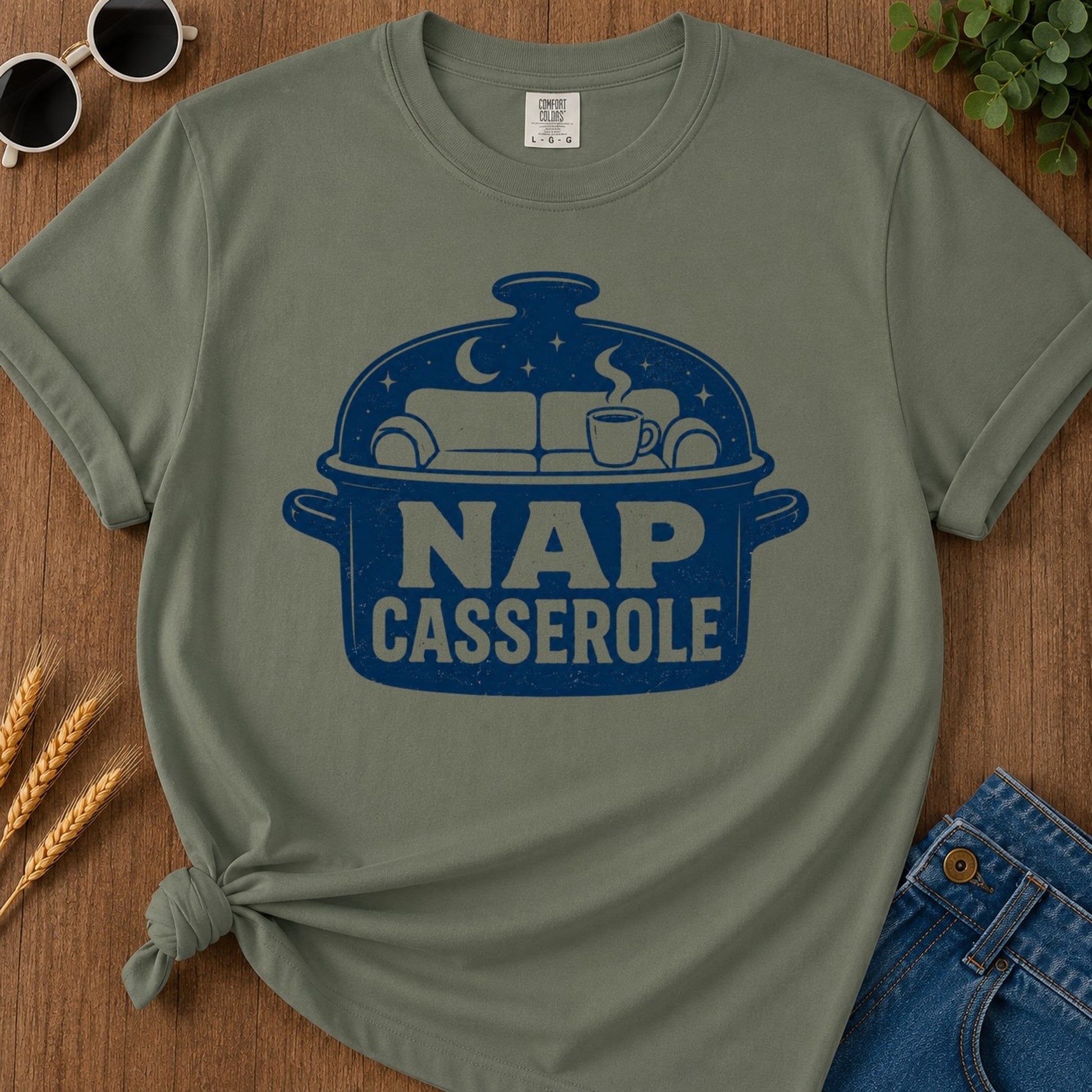 Nap Casserole T-shirt - Moss Mockup