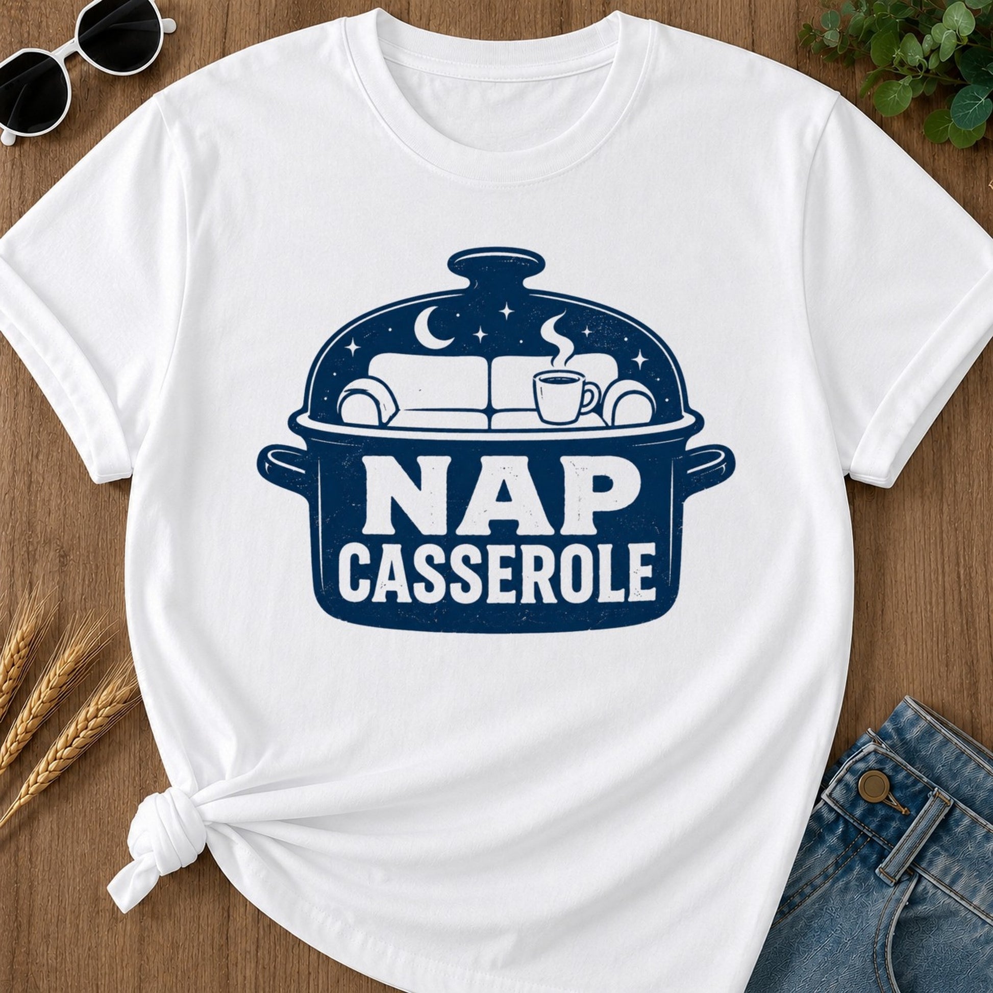 Nap Casserole T-shirt - White Mockup