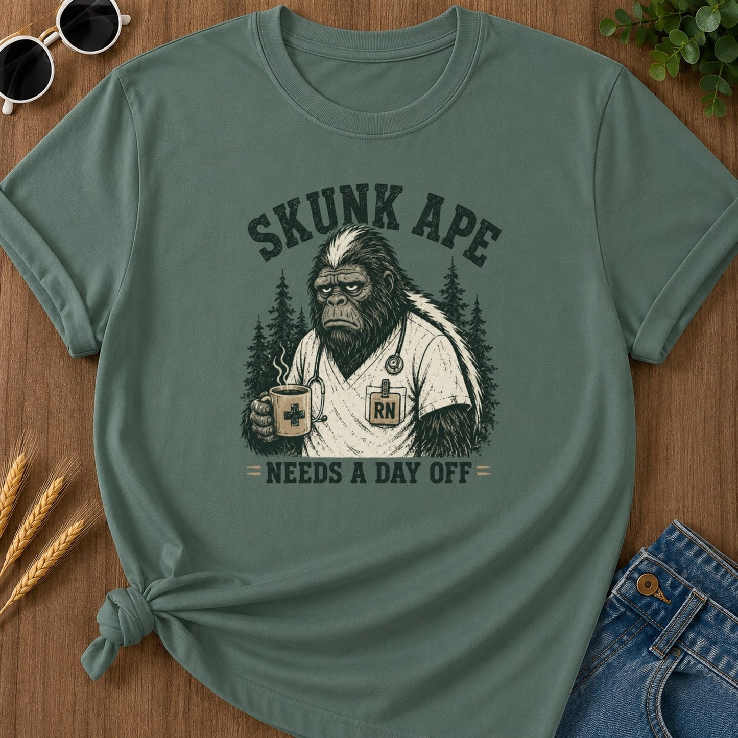 Needs Day Off T-shirt - Blue Spruce Mockup