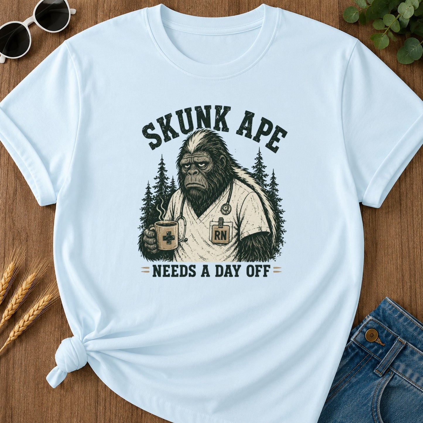 Needs Day Off T-shirt - Chambray Mockup