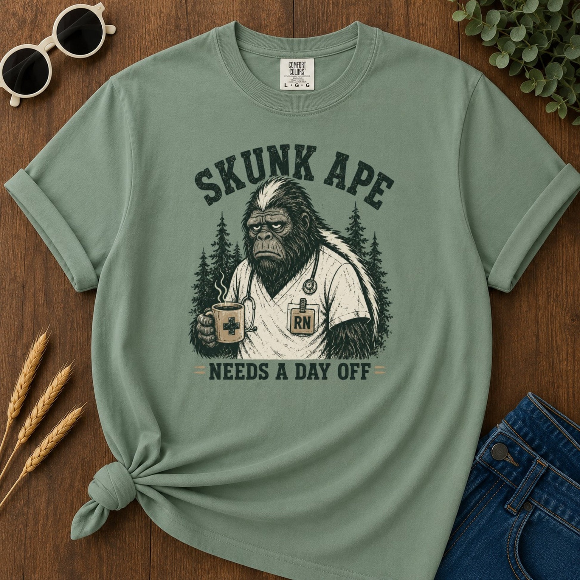 Needs Day Off T-shirt - Light Green Mockup