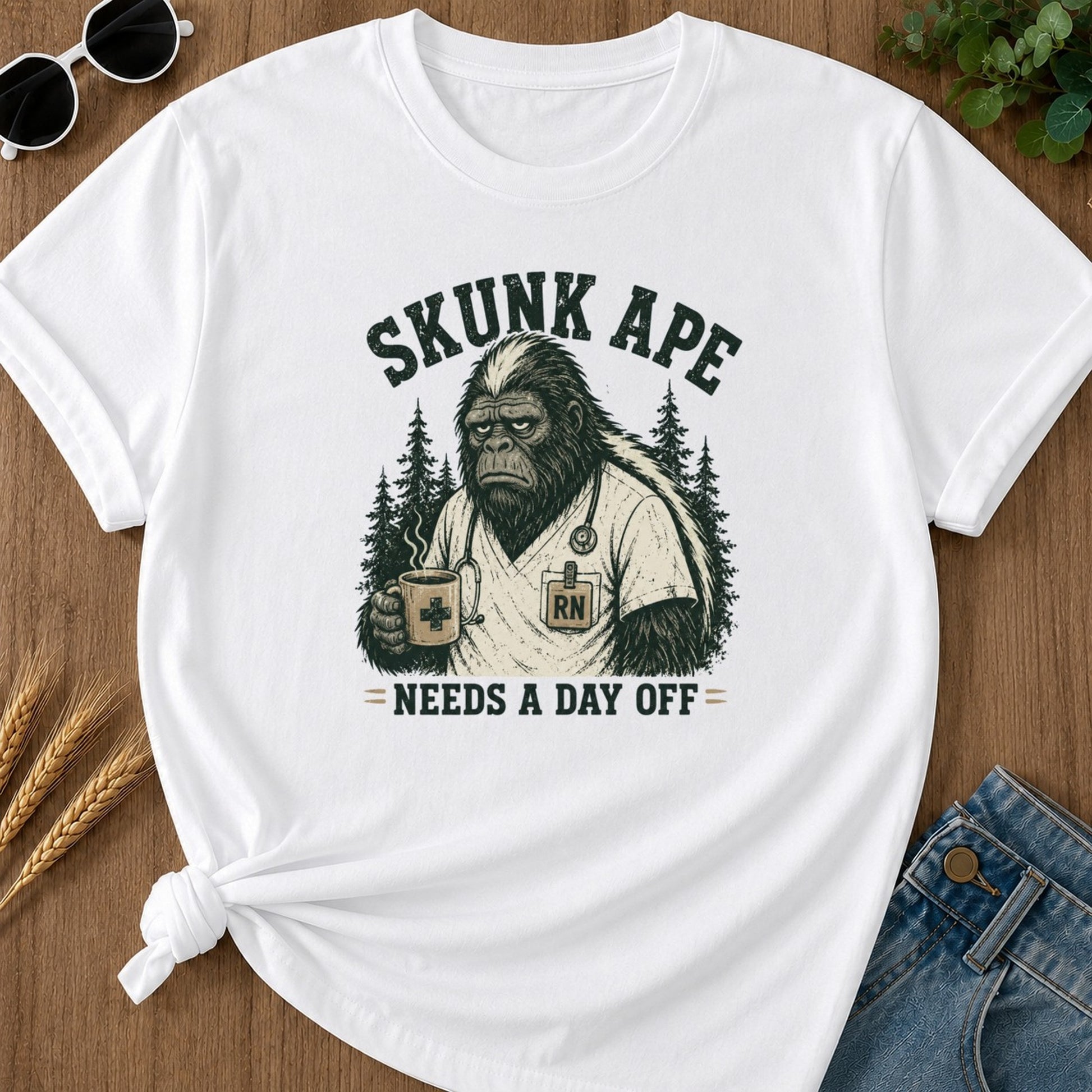 Needs Day Off T-shirt - White Mockup