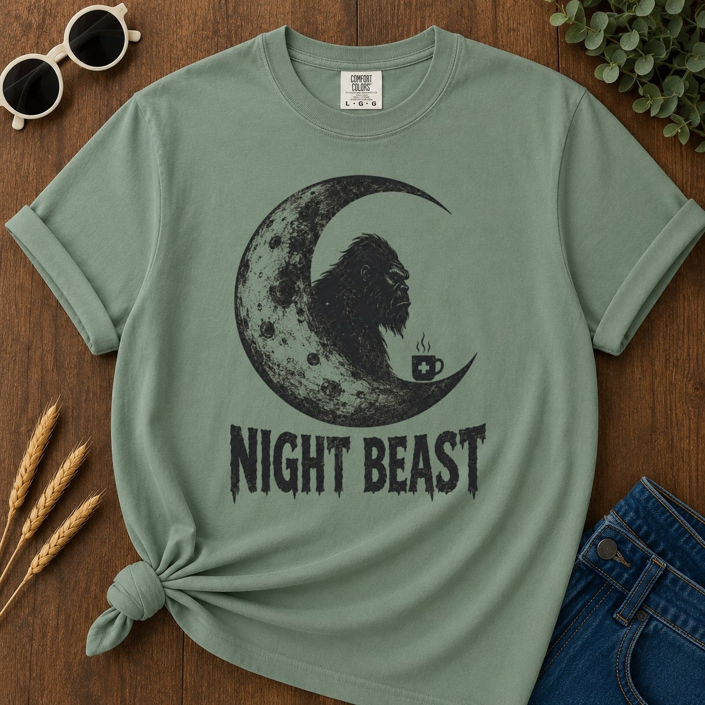 Night Beast T-shirt - Light Green Mockup