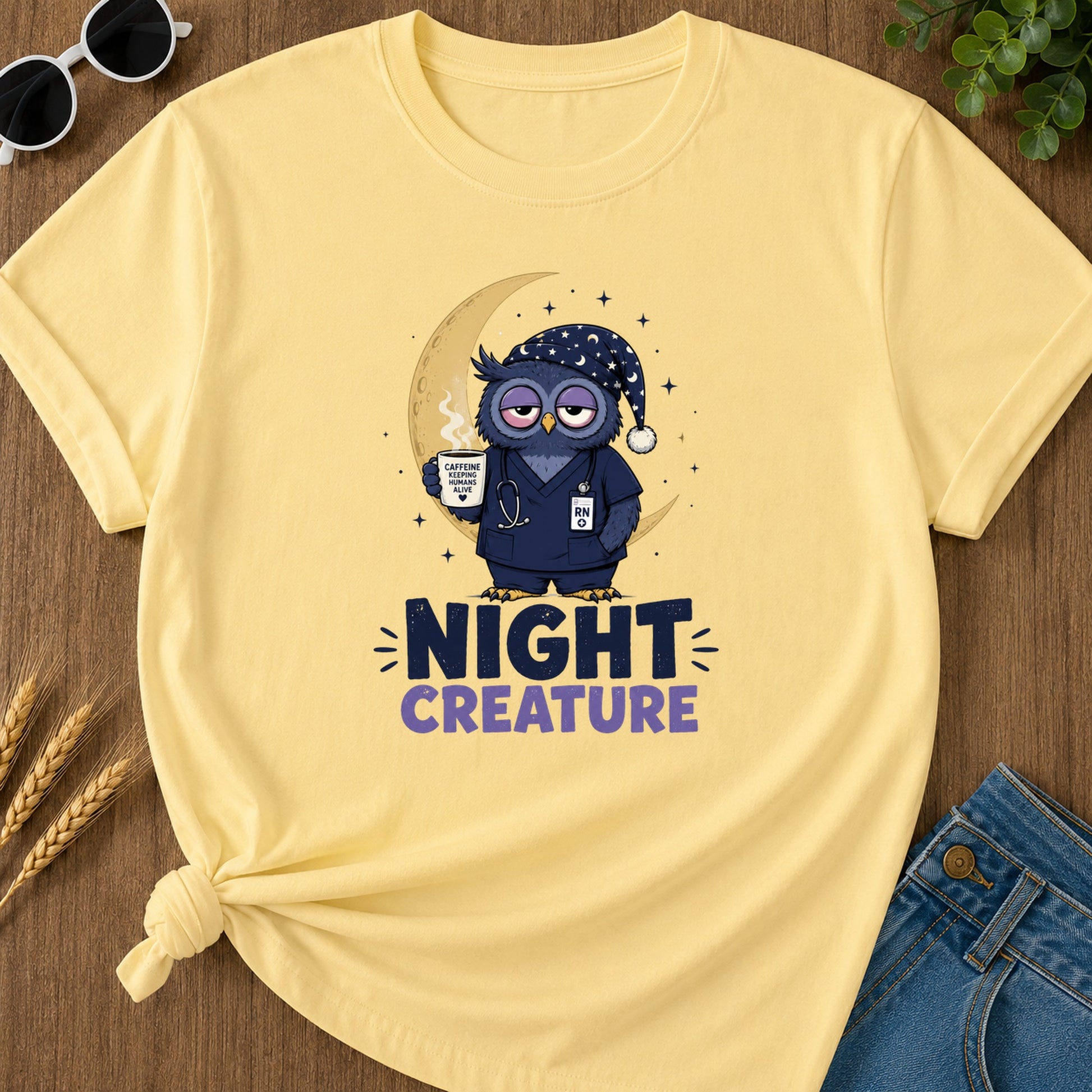 Night Creature Caffeine T-Shirt - Butter