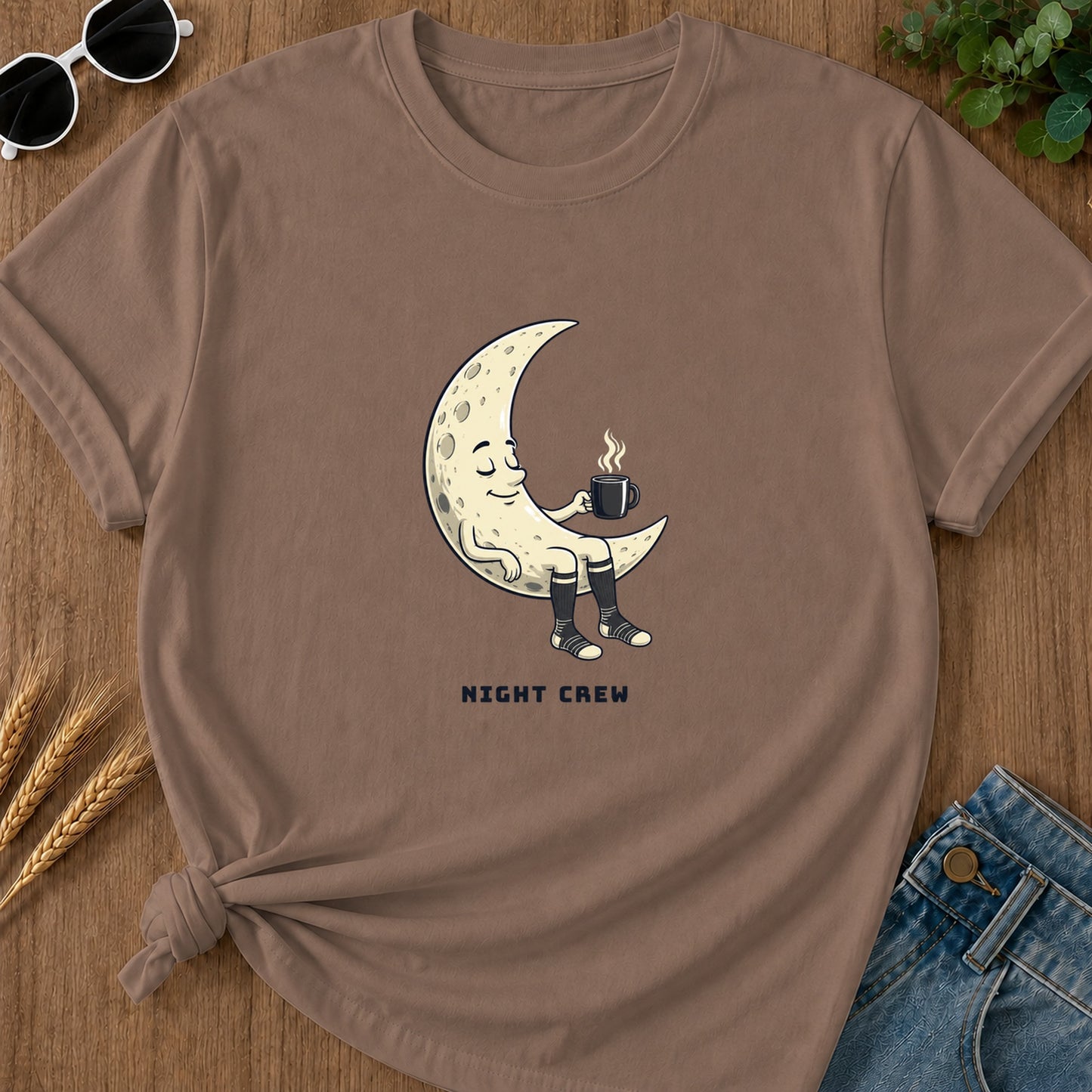 Night Crew Coffee Moon T-Shirt - Espresso