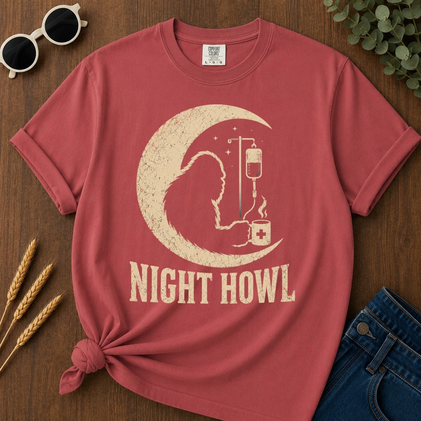 Night Howl T-shirt - Crimson Mockup