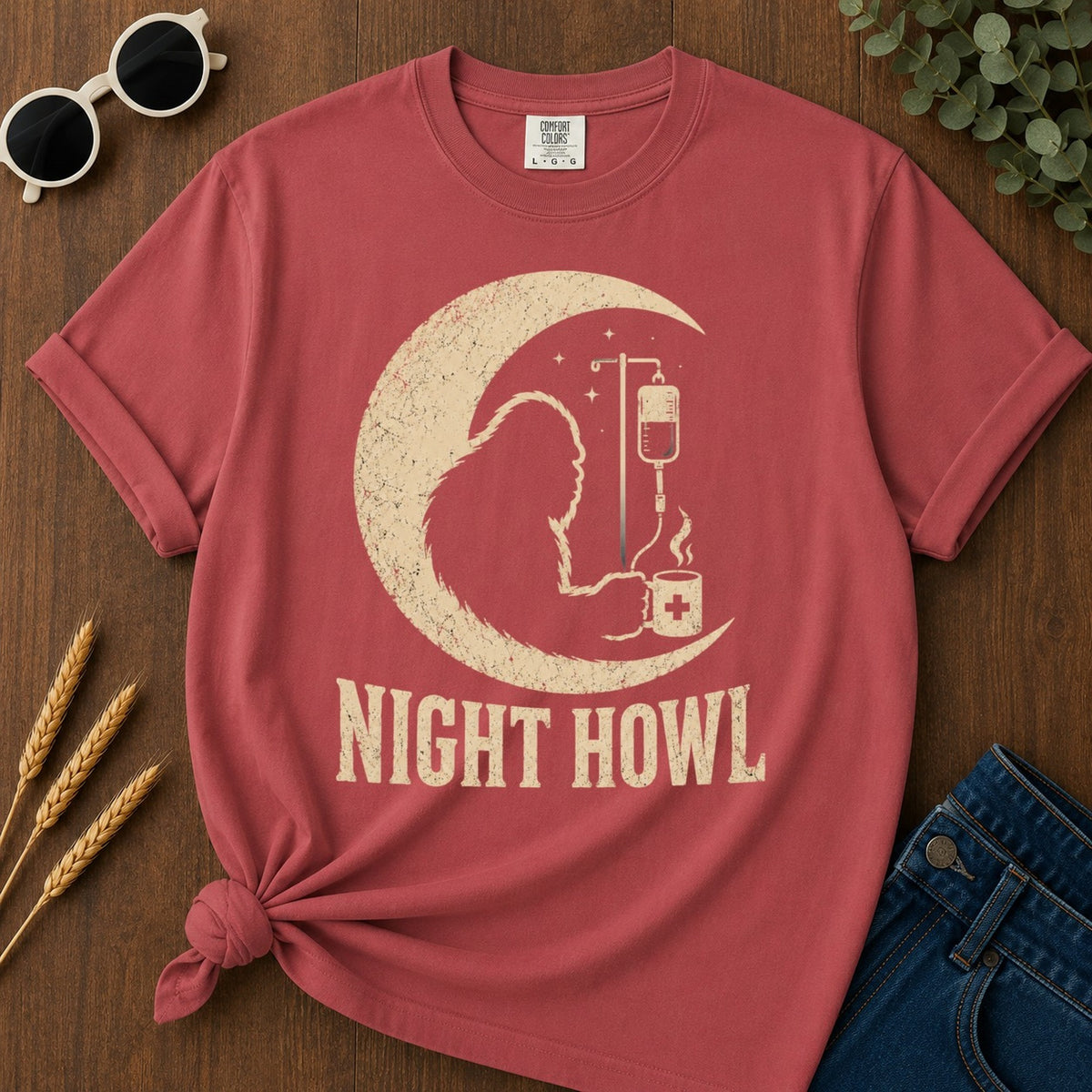 Night Howl T-shirt - Crimson Mockup