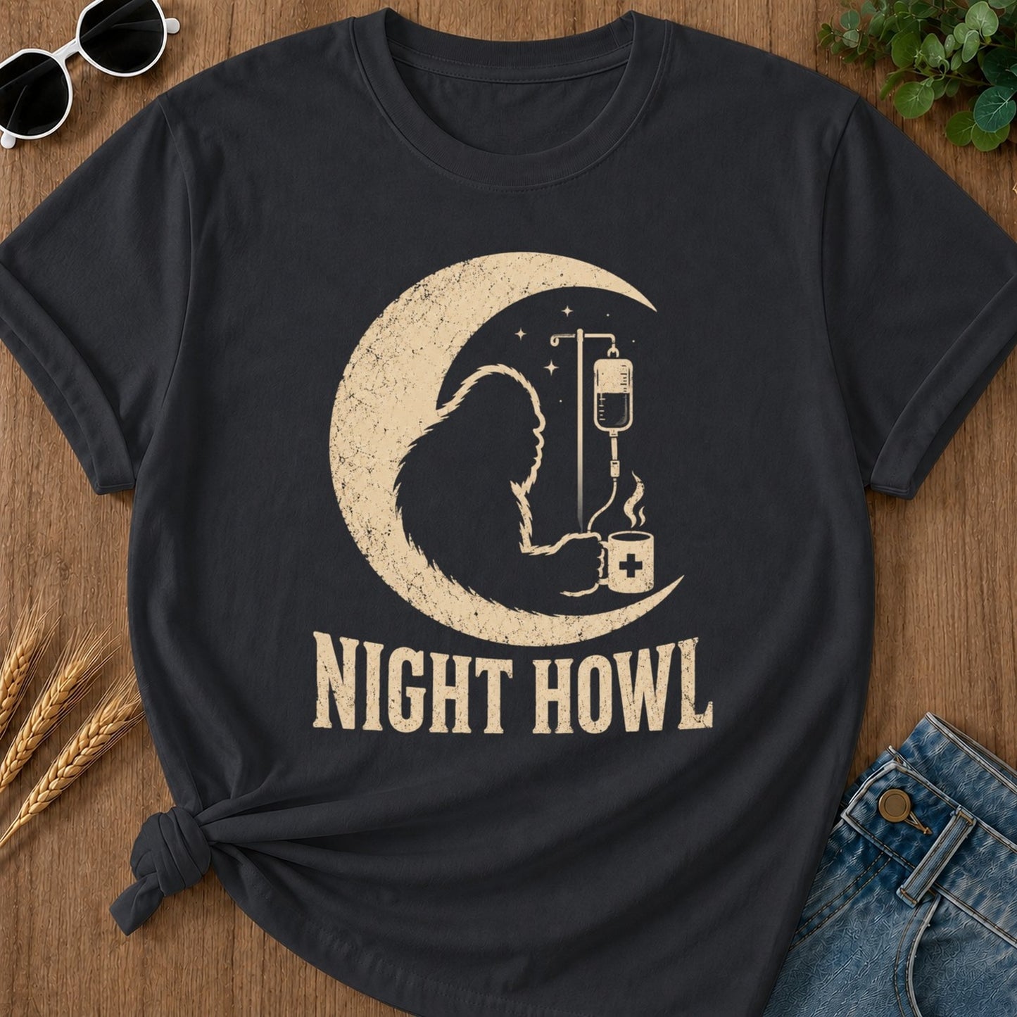 Night Howl T-shirt - Graphite Mockup