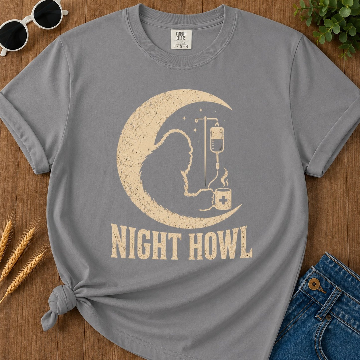 Night Howl T-shirt - Grey Mockup